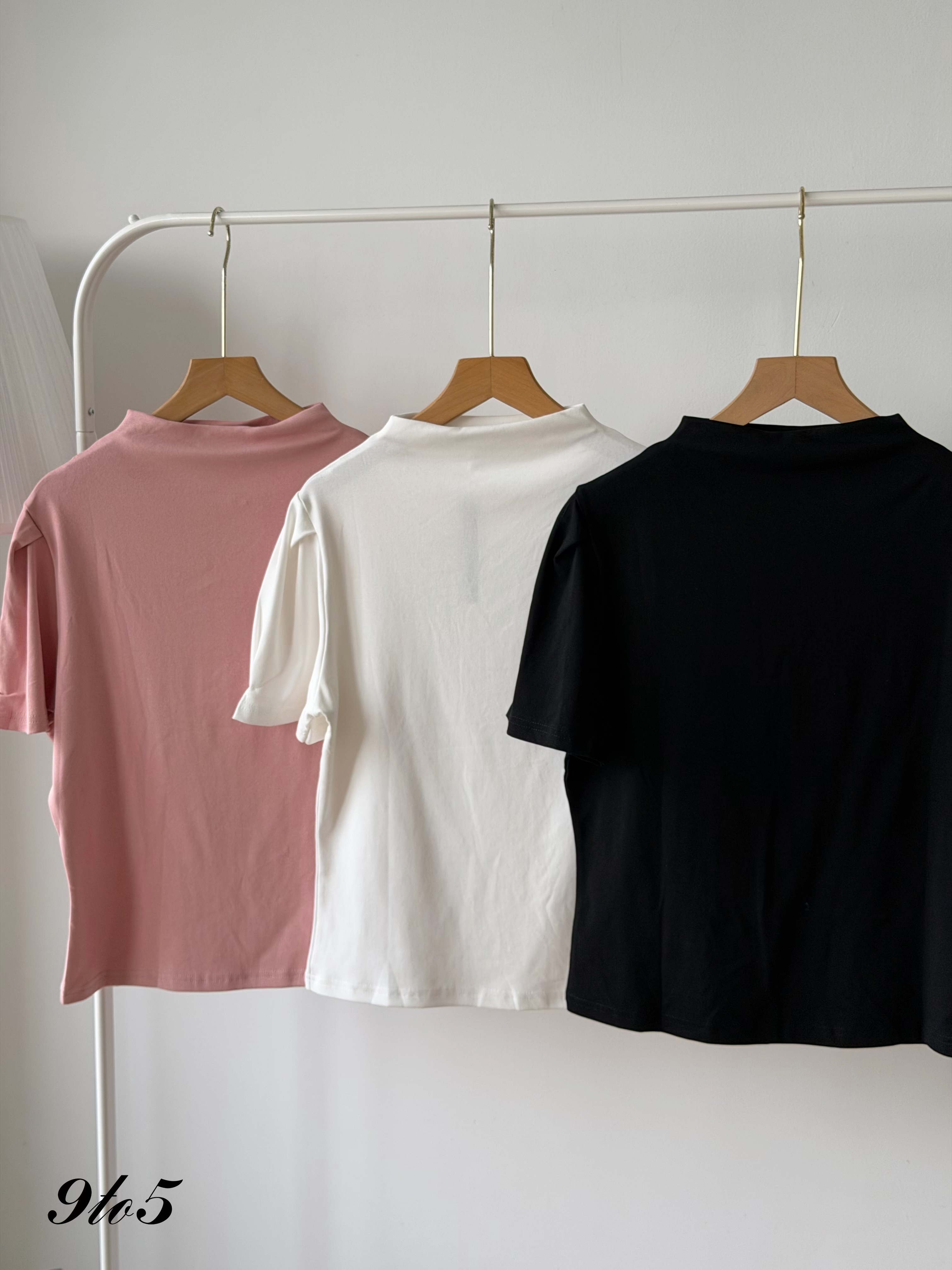 T4461 Puff Sleeve Mock Neck Top - 3 Colors 