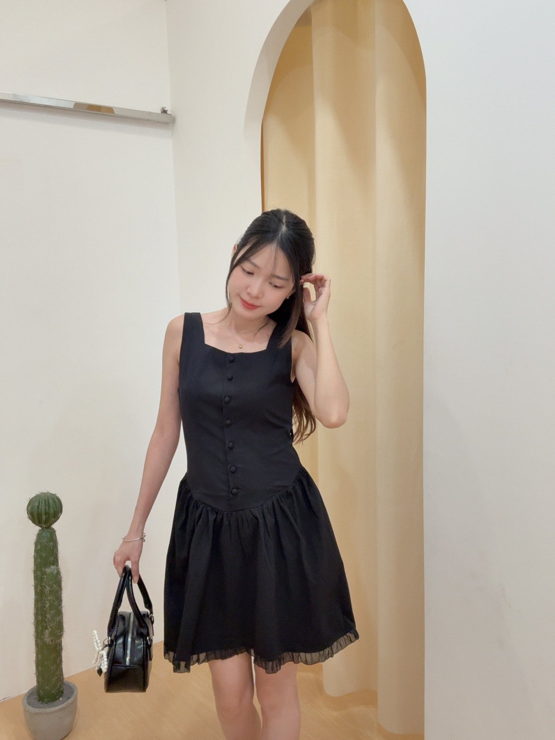 法式少女感收腰连身裙 R3025