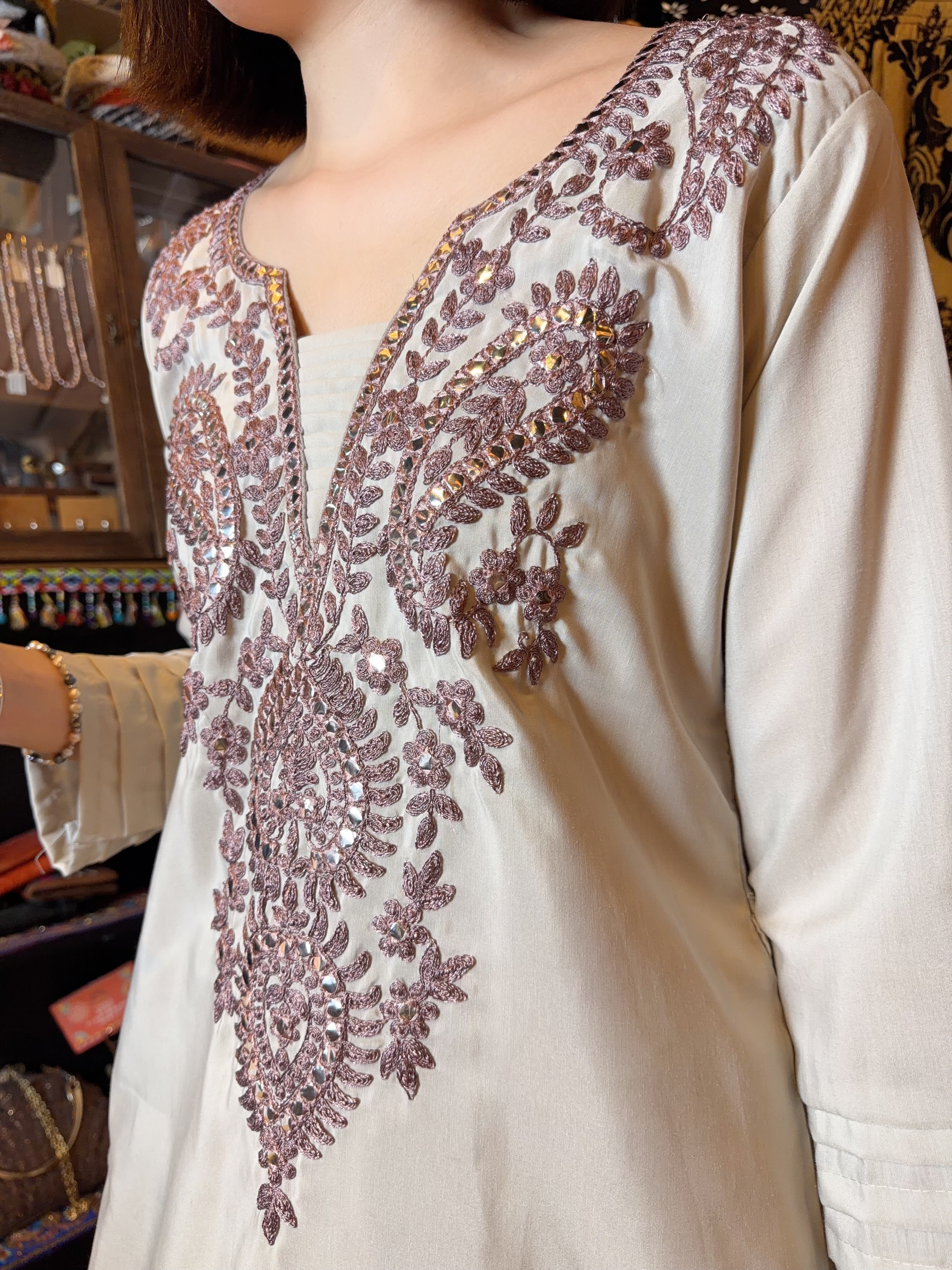 1678 SIlver Purple Heavy Emb. A-Line OP 44"