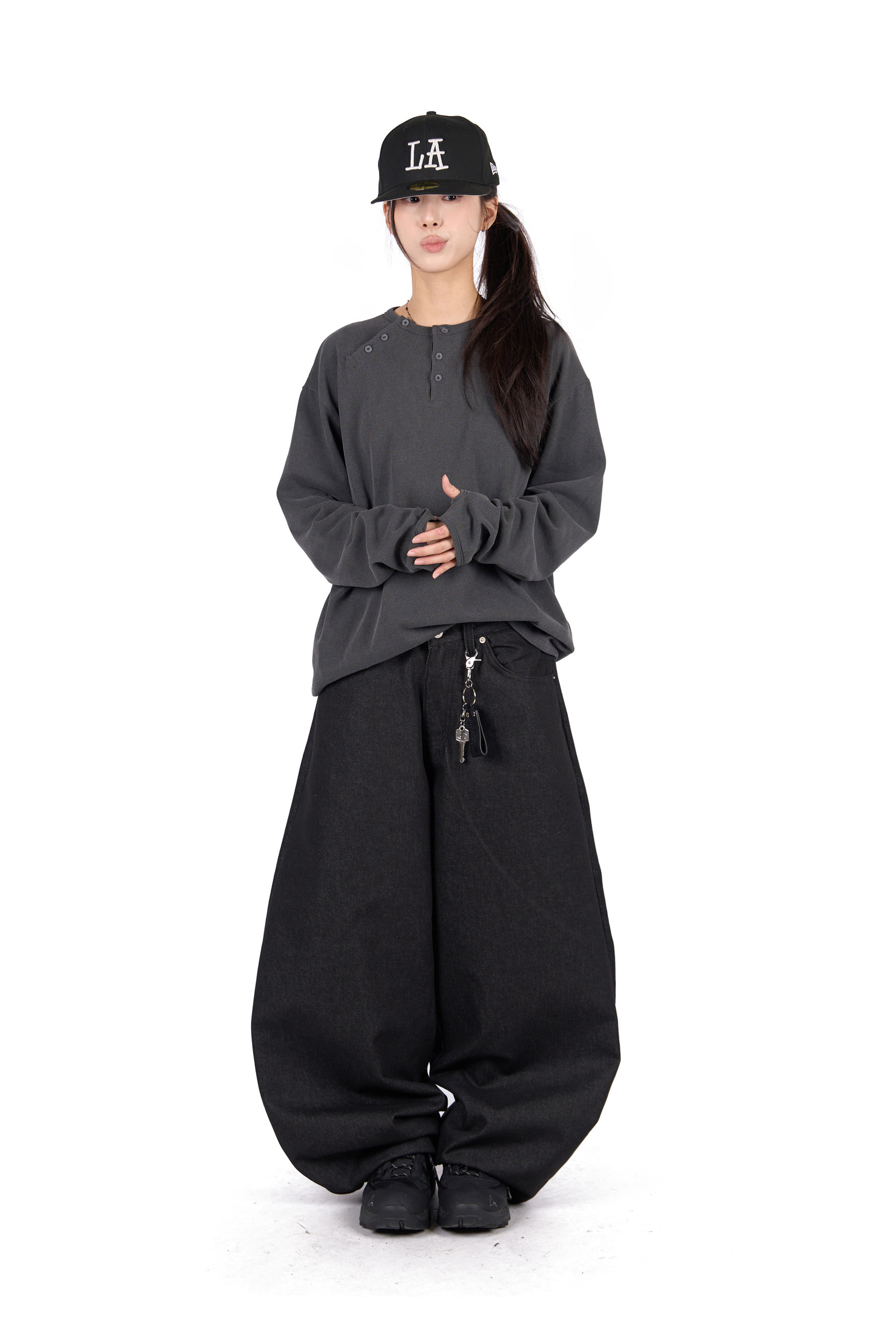Asymmetric Button Long Sleeve
