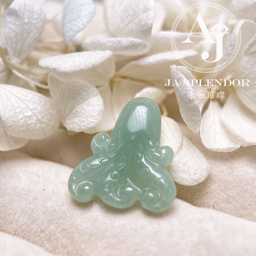 JN-3376 天然翡翠A玉-果綠八方來財八爪魚/章魚吊墜