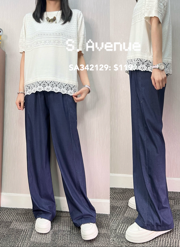 SA342129: 橡筋腰薄身透氣舒服休閒褲