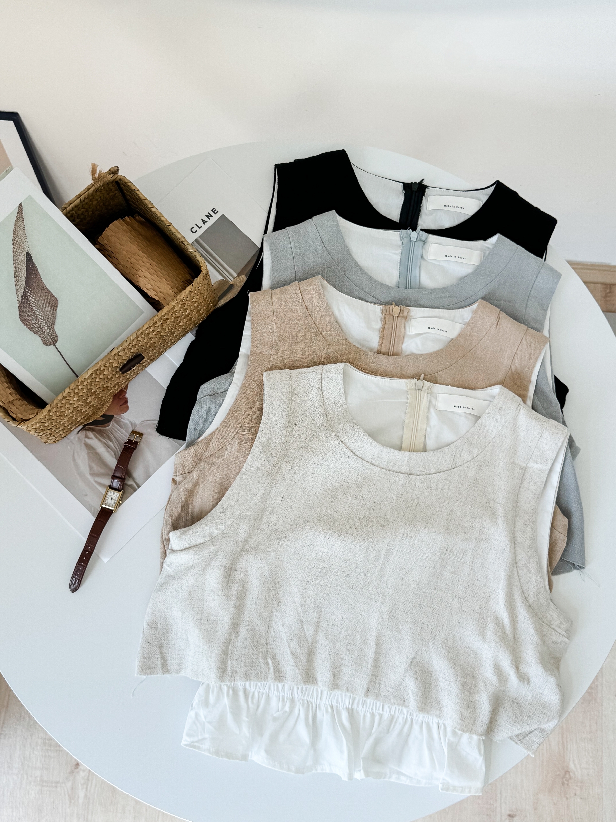 Mona Chill Cotton Linen Top 韩系假两件个性流苏棉麻上衣 (4 colours )