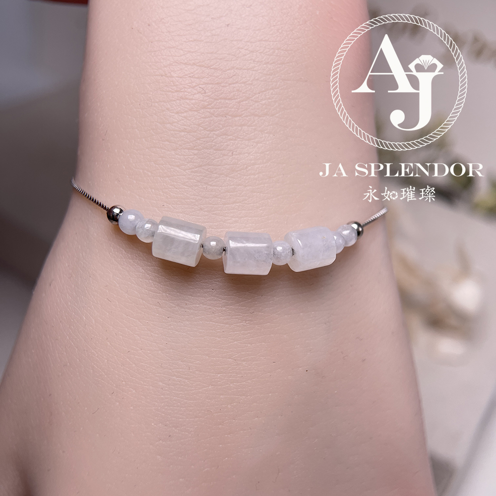 D-2 天然翡翠A玉 冰種路路通幸運純銀手鏈