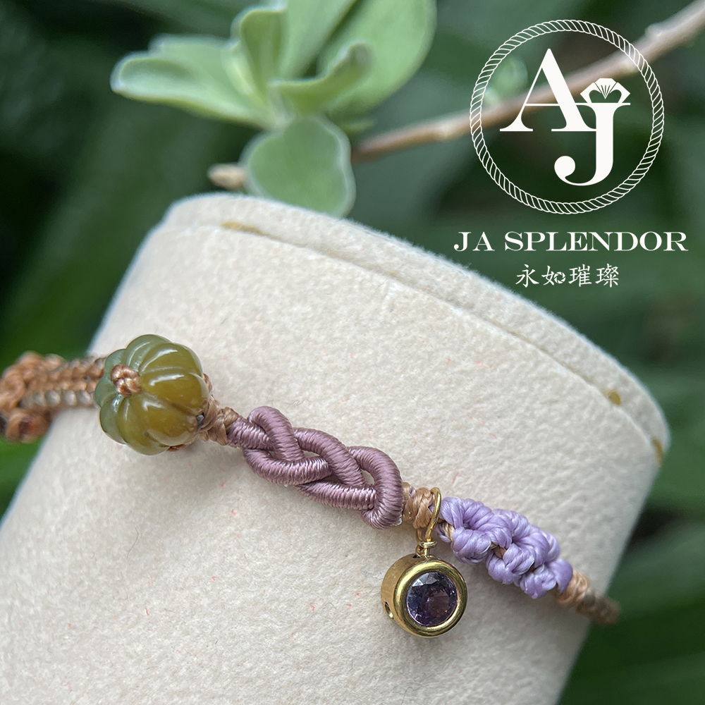 FBG26-H02 天然翡翠A玉 黃翡雙色花開手繩（私人訂制）