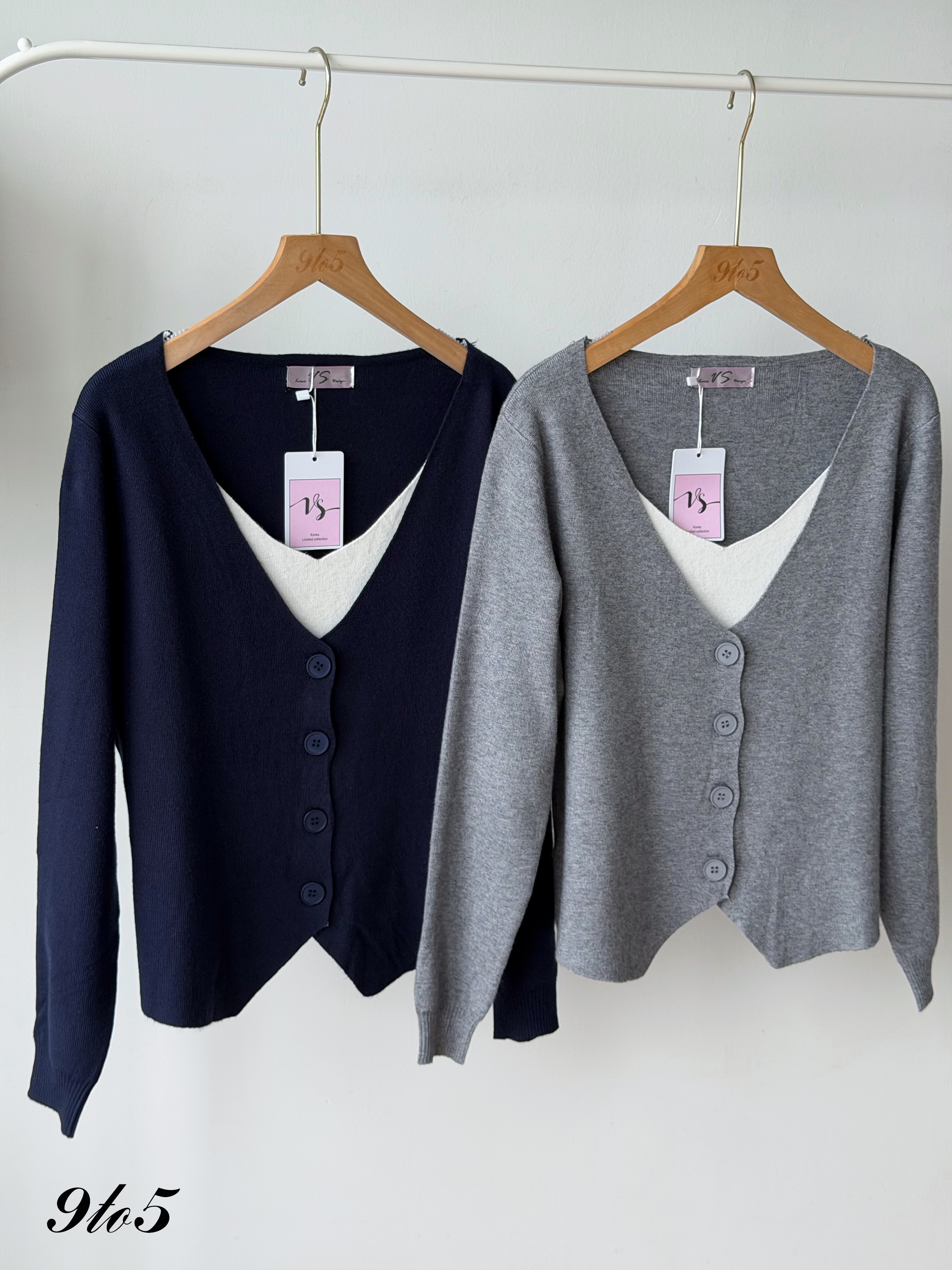 T4539 Fake Two-Pieces Knit Top - 4 Colors 