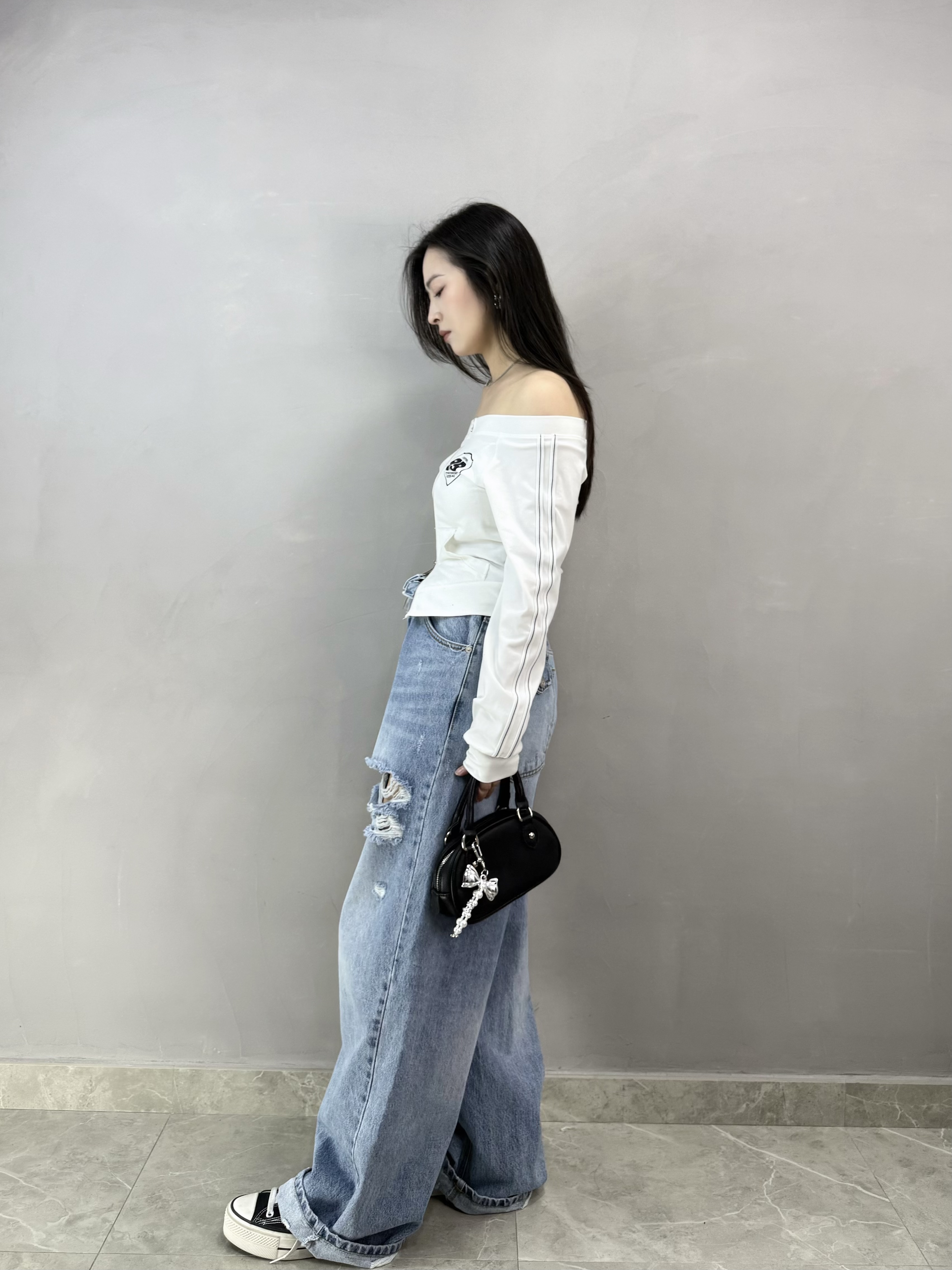 I72 數字印章雙拉鏈Top