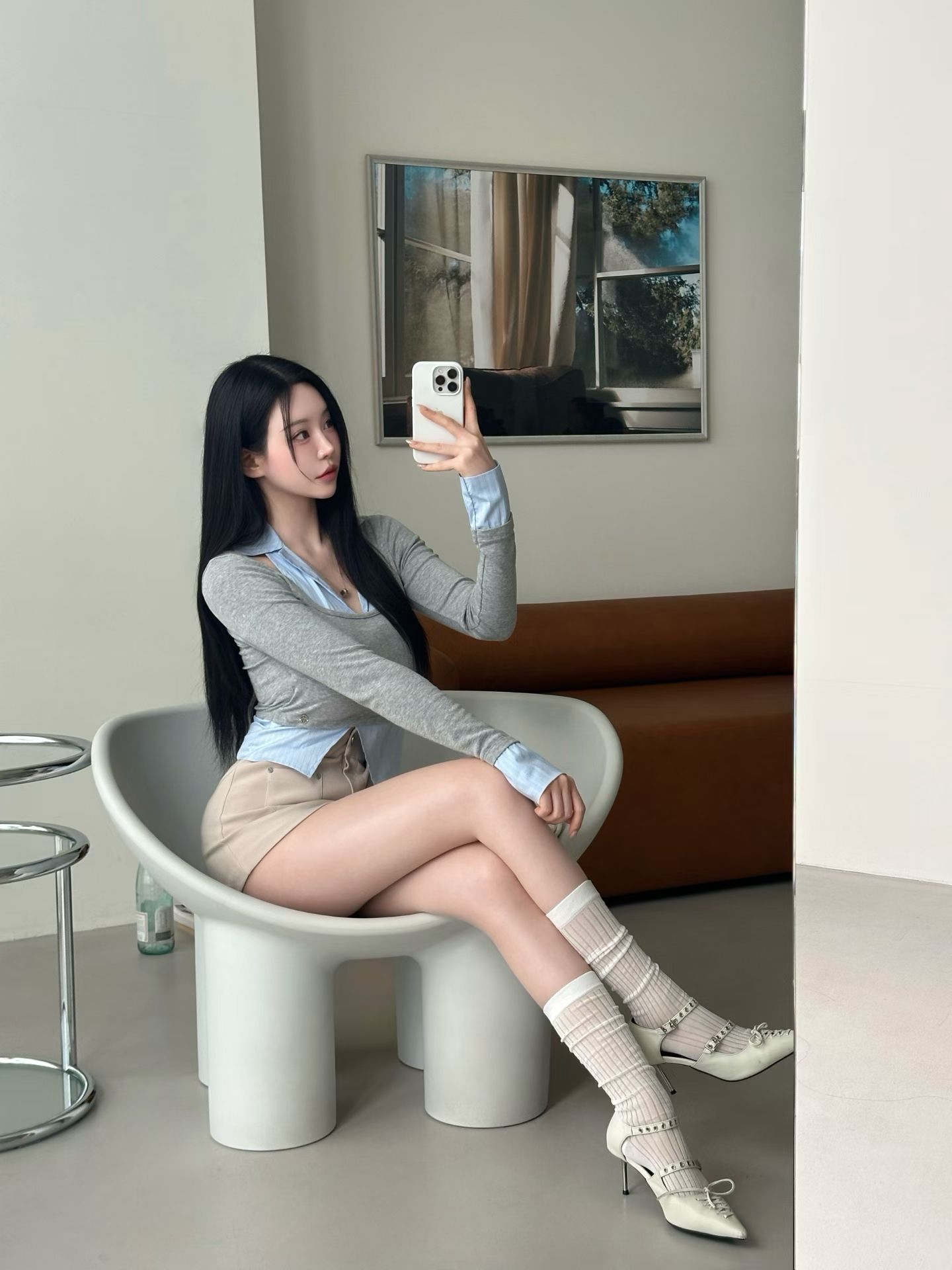 大露肩直紋女神上衣