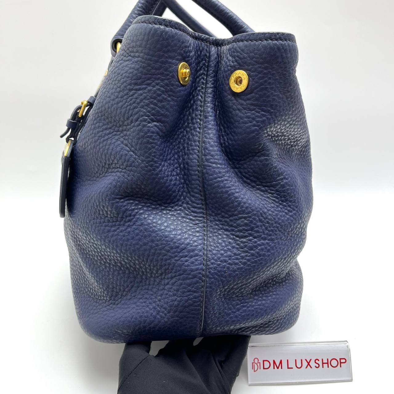 Prada Navy Blue Leather 2 Ways Bag GHW
