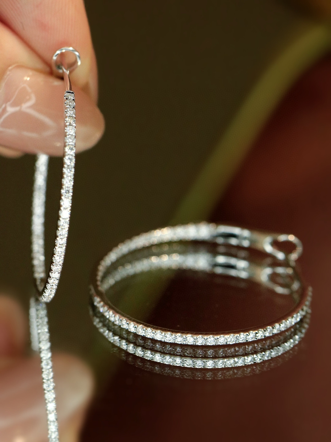 18K Diamond Hoop Earrings 