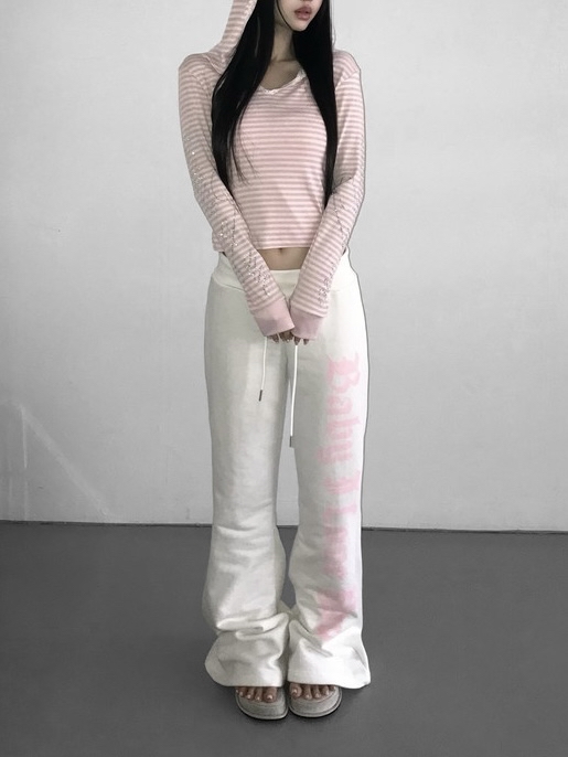 Cotton Gothic Print Flare Sweatpants