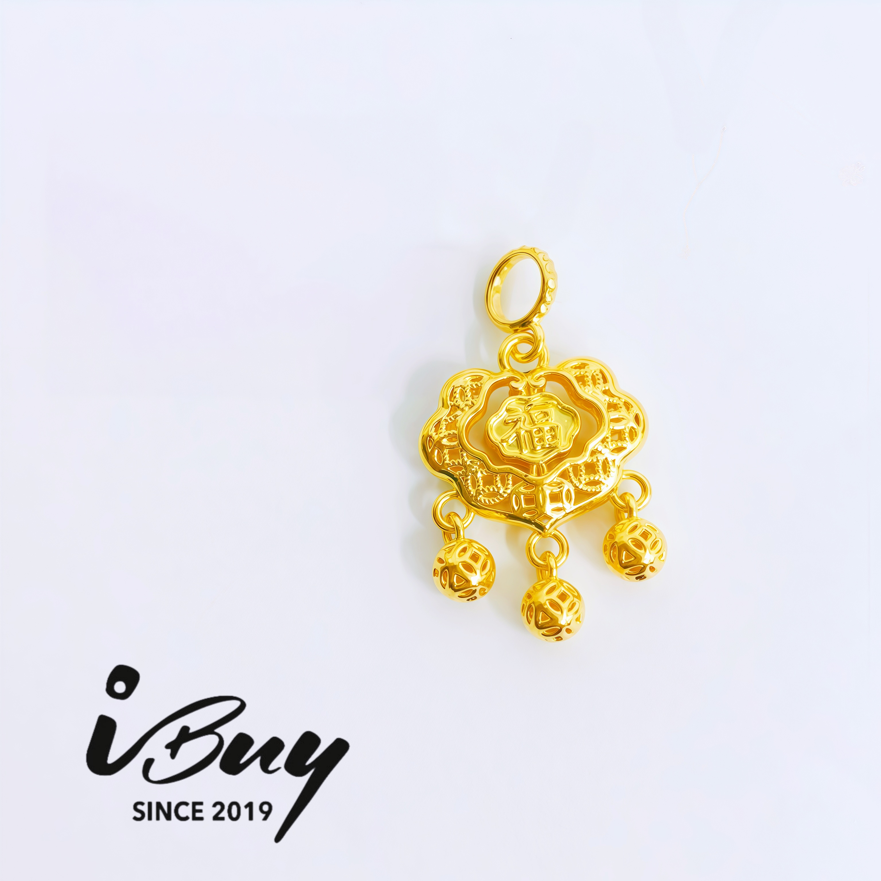 916 HARD GOLD FU CHARATER SAFETY LOCK 916 金 福字平安锁