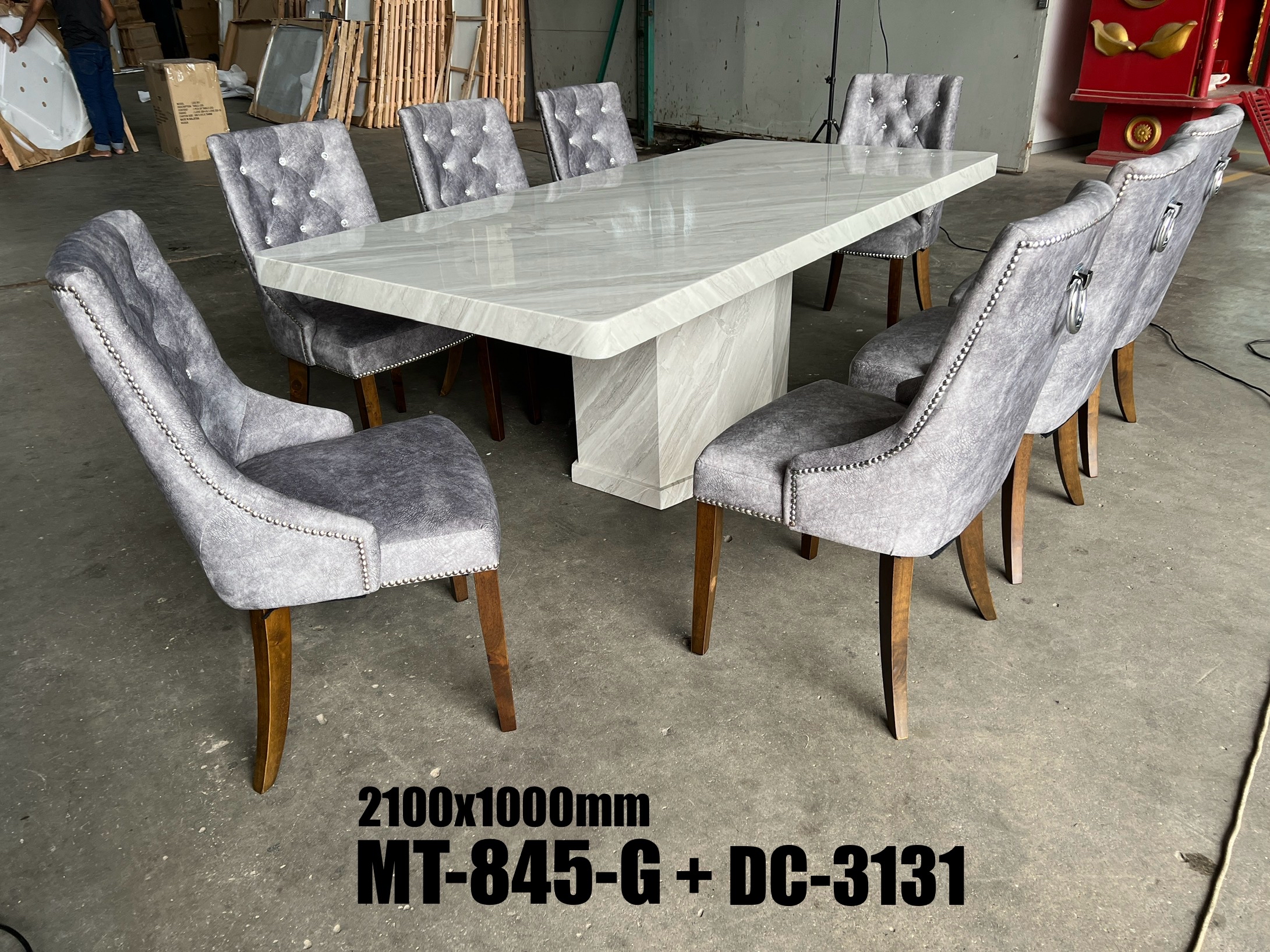 Majesta Grey Dining Set | 皇雅灰岩板餐桌椅组合