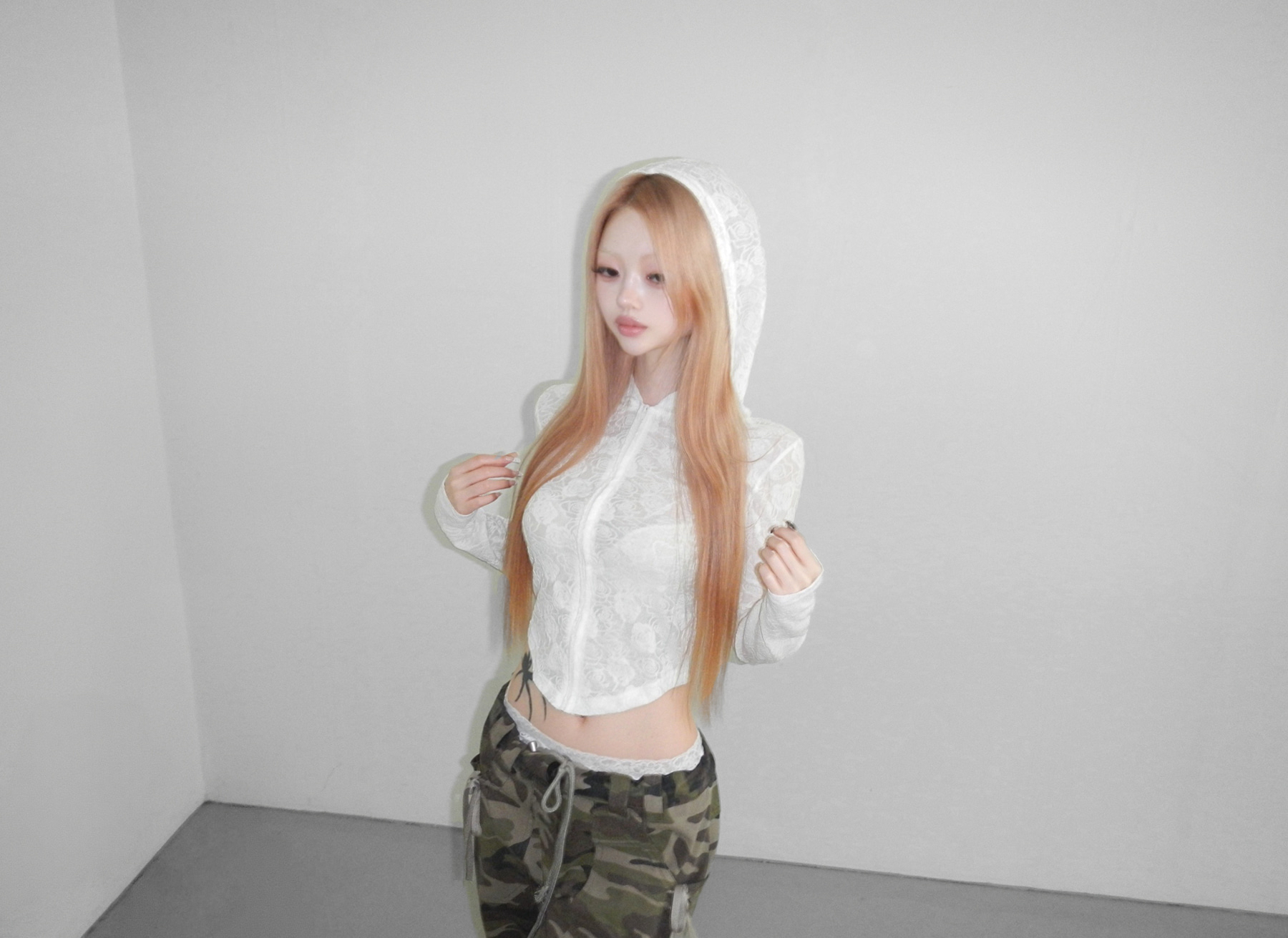 Floral Lace Zip-Up Hoodie
