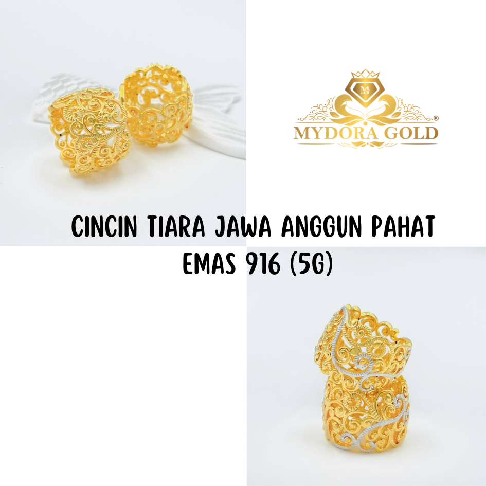 MYDORA Cincin Tiara Jawa Anggun Pahat (5G) l EMAS 916/22K