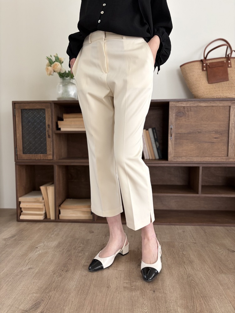 Minimal Tapered Ankle Pants (Ivory)