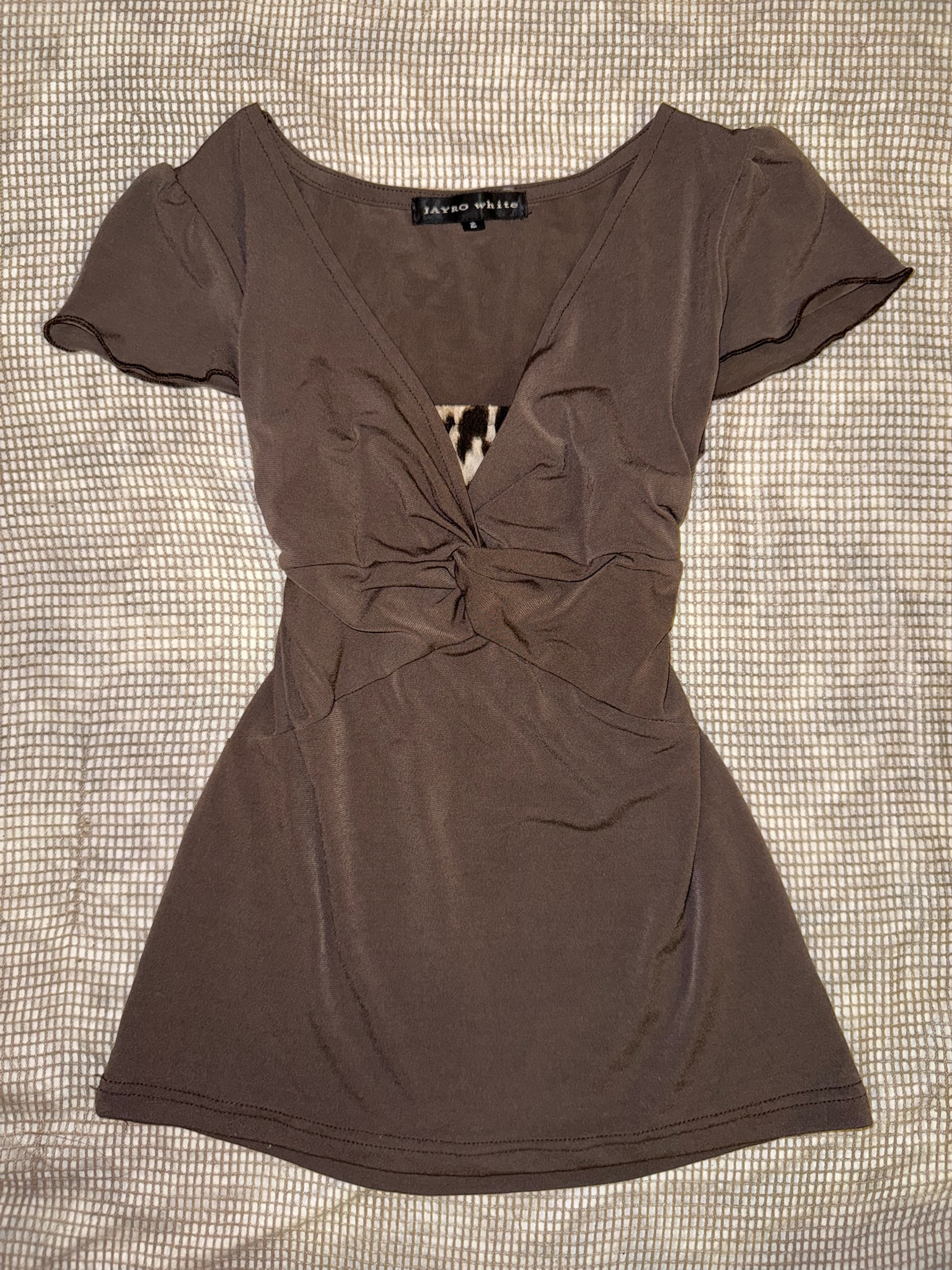 Espresso Brown Flutter V-Neck Top