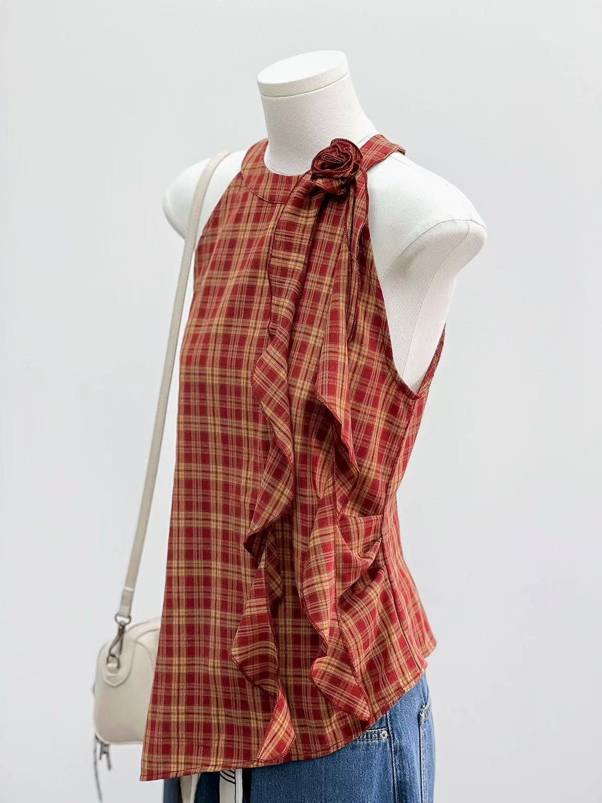 TP359复古格子无袖