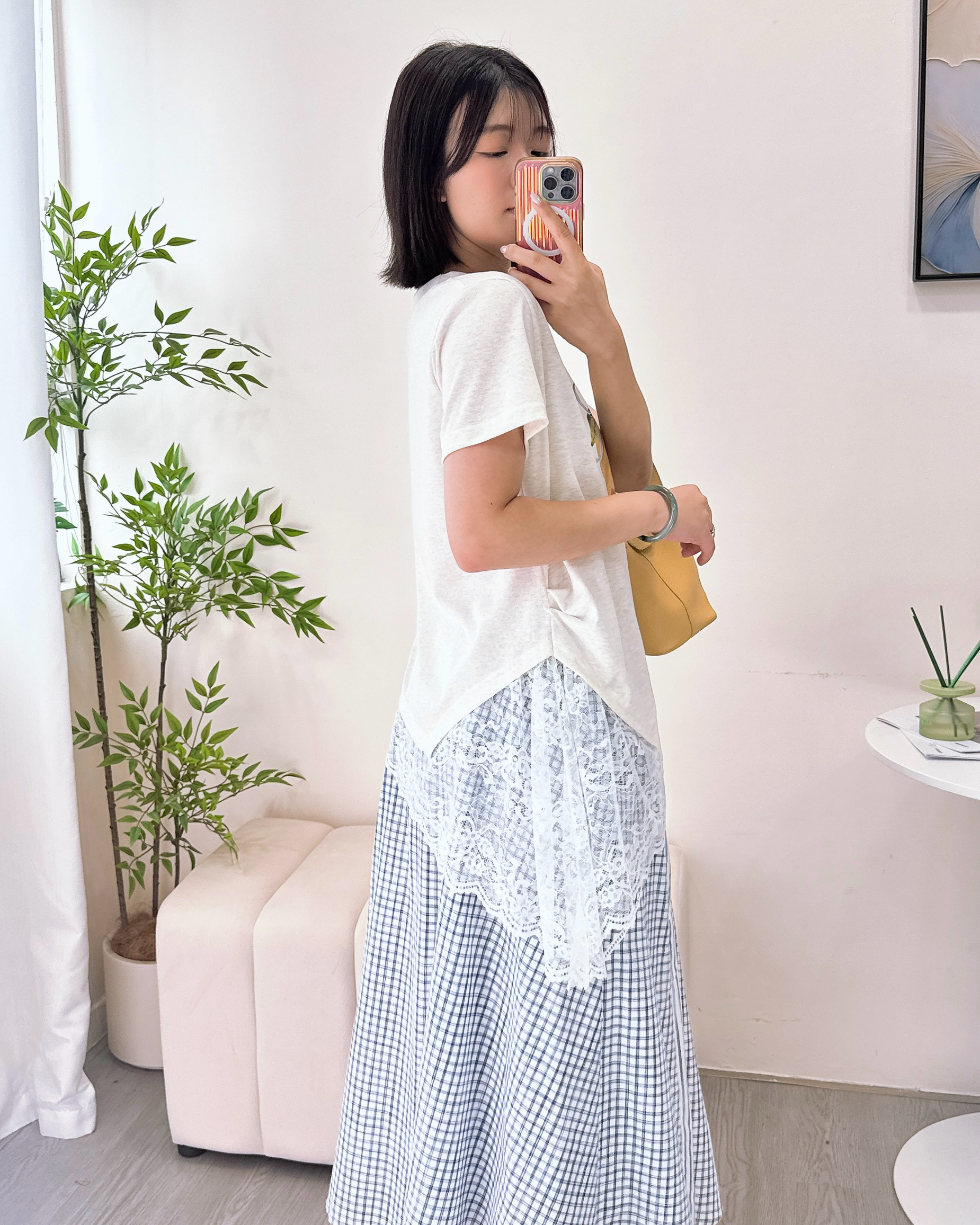 超美拼蕾絲檸檬上衣 