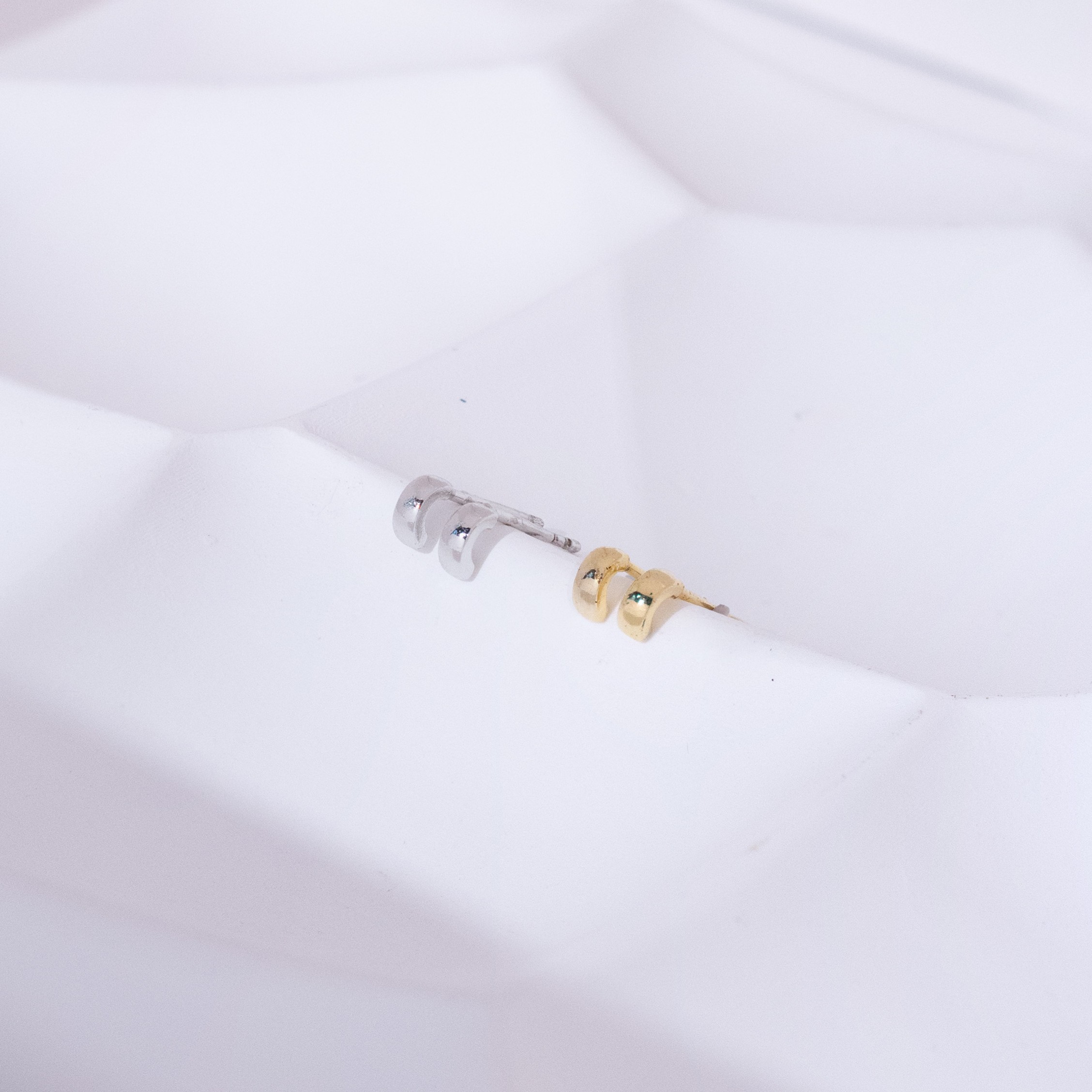 Minimal Half Hoop Stud Earrings (Silver Post)