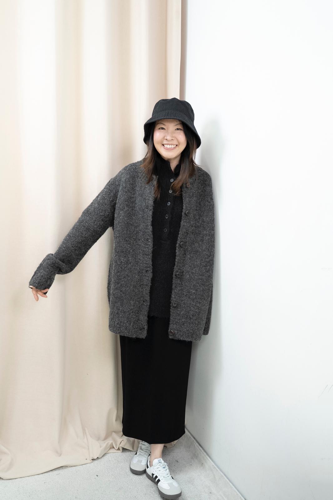 排扣造型大冷衫（灰色）