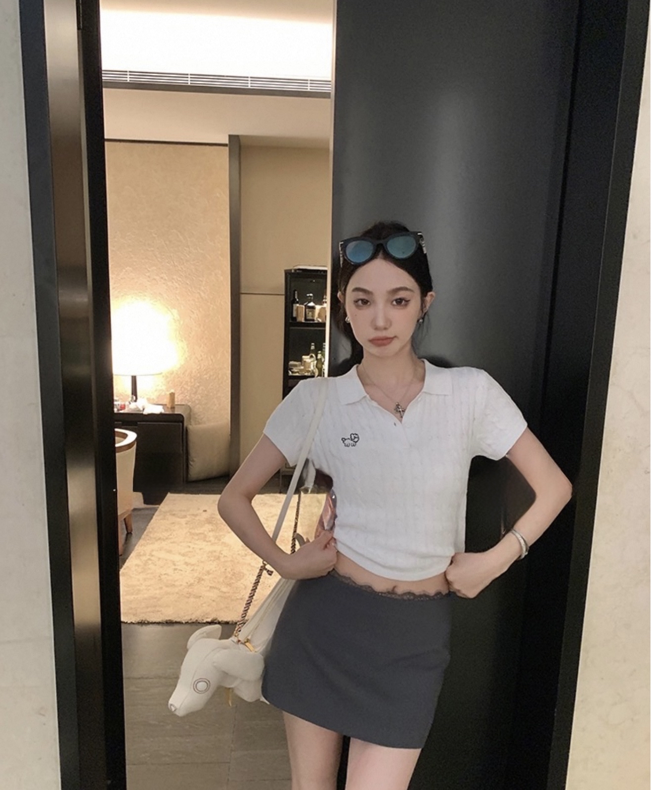 Q10009蕾丝花边短裙