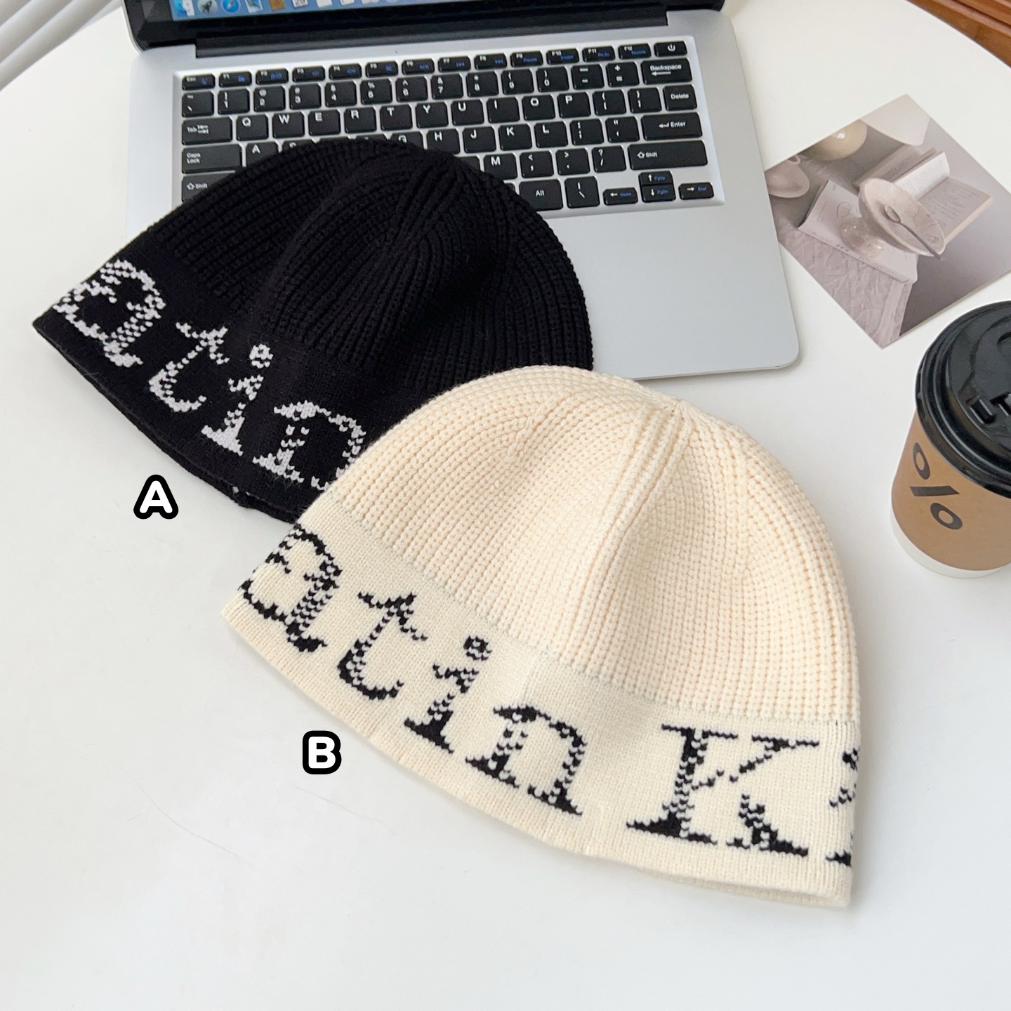 韓國🇰🇷 Matin Kim加厚大字母提花羊毛針織冷帽