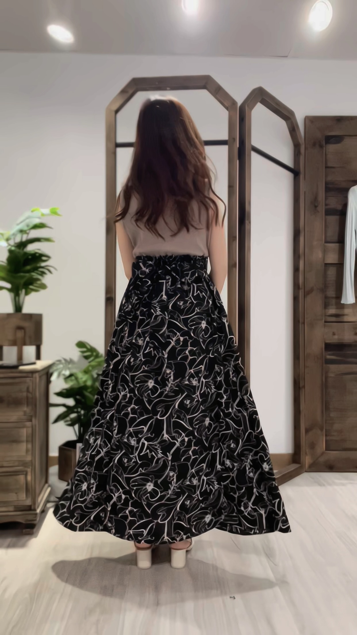 懶人必購👒假兩件花卉拼色洋裝裙(JP)[可可色]362411