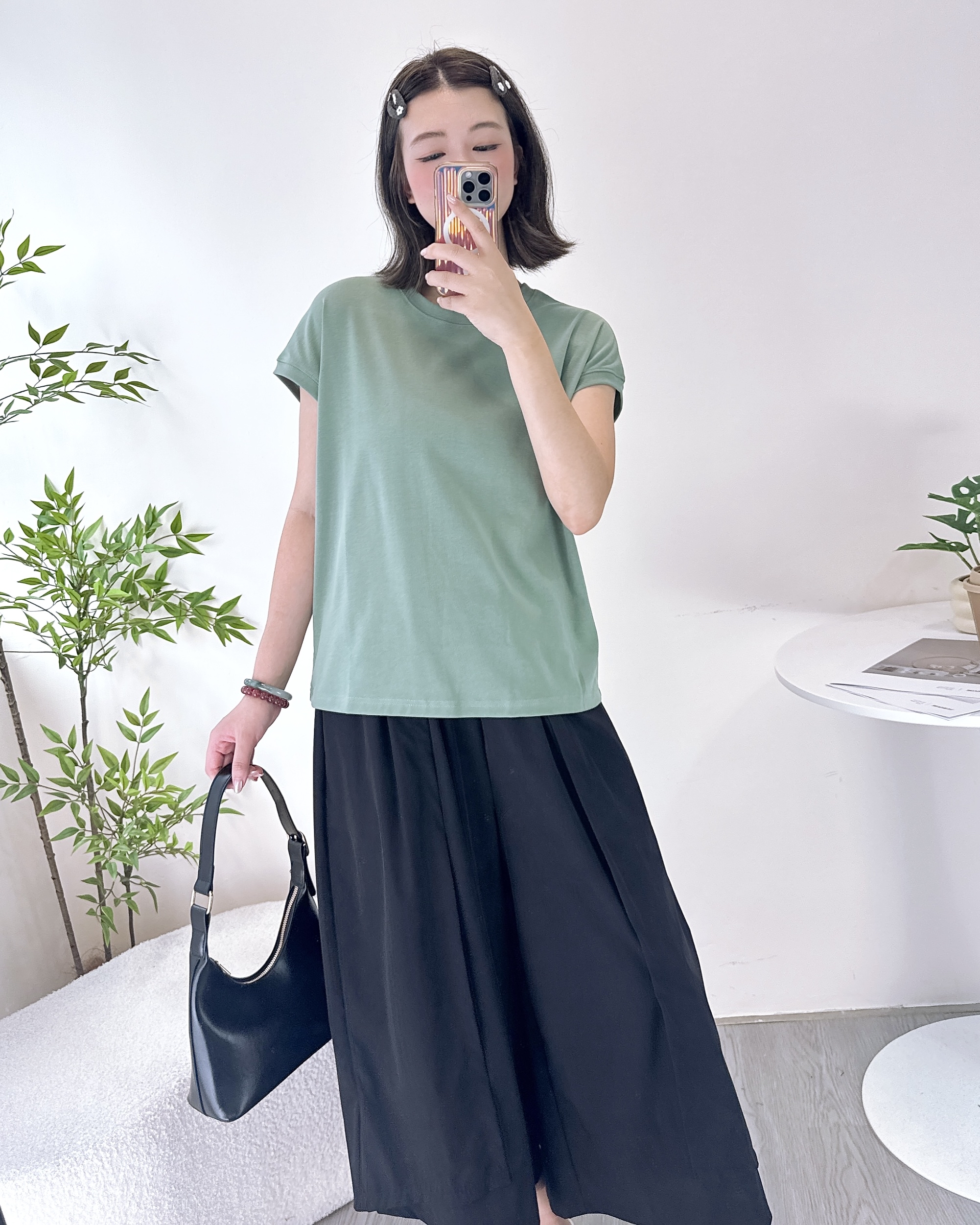 彈性純棉雞翼袖淨色上衣 8色