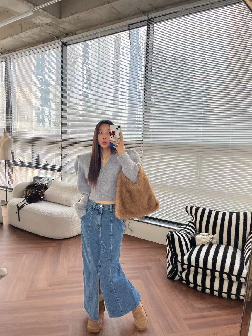 前骨開叉牛仔裙