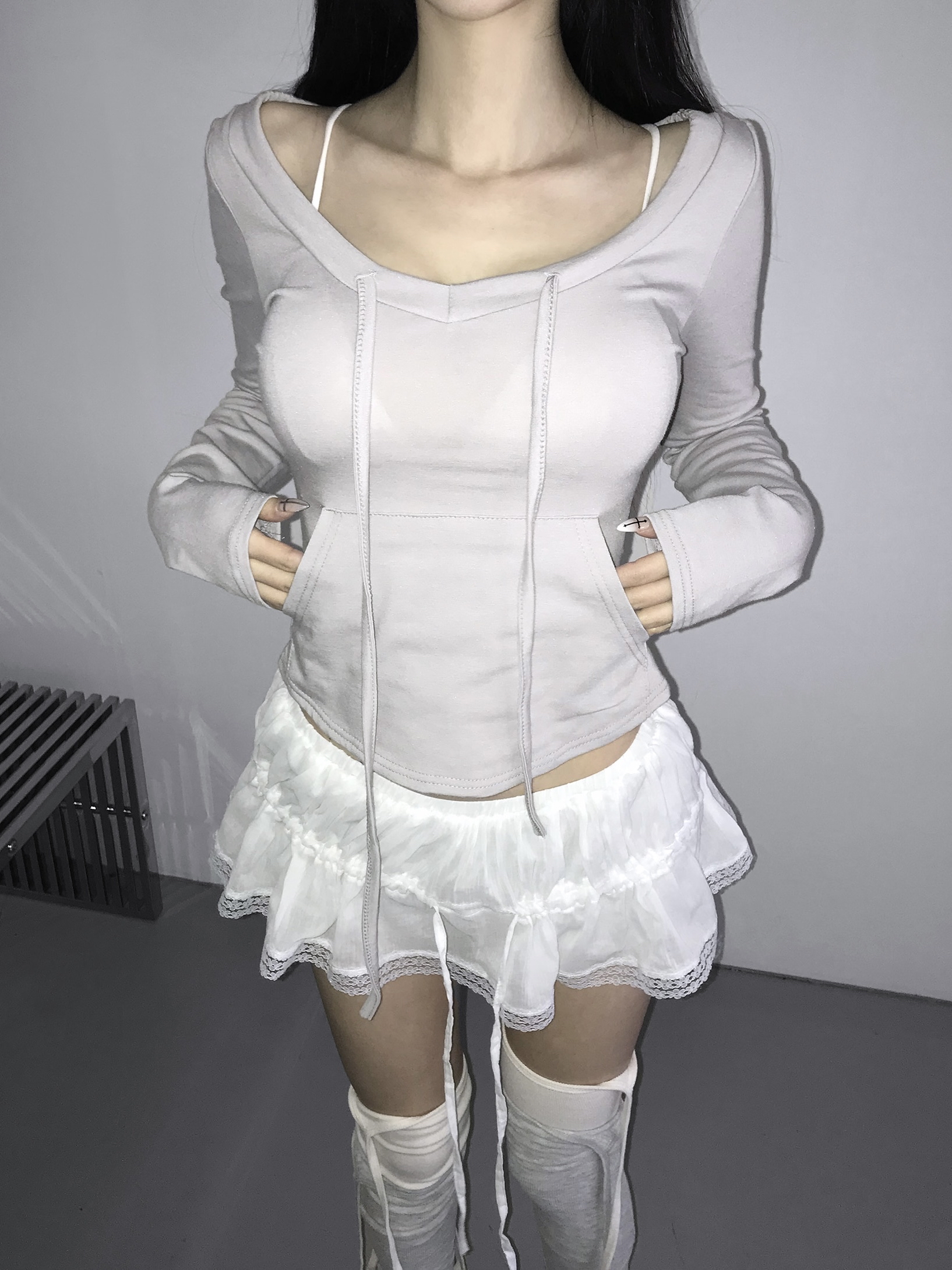 Drawstring Scoop Neck Top