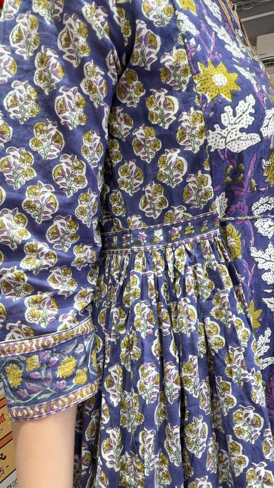 2508 Purple Cotton Kalamkari V-Neck Rope OP 50"