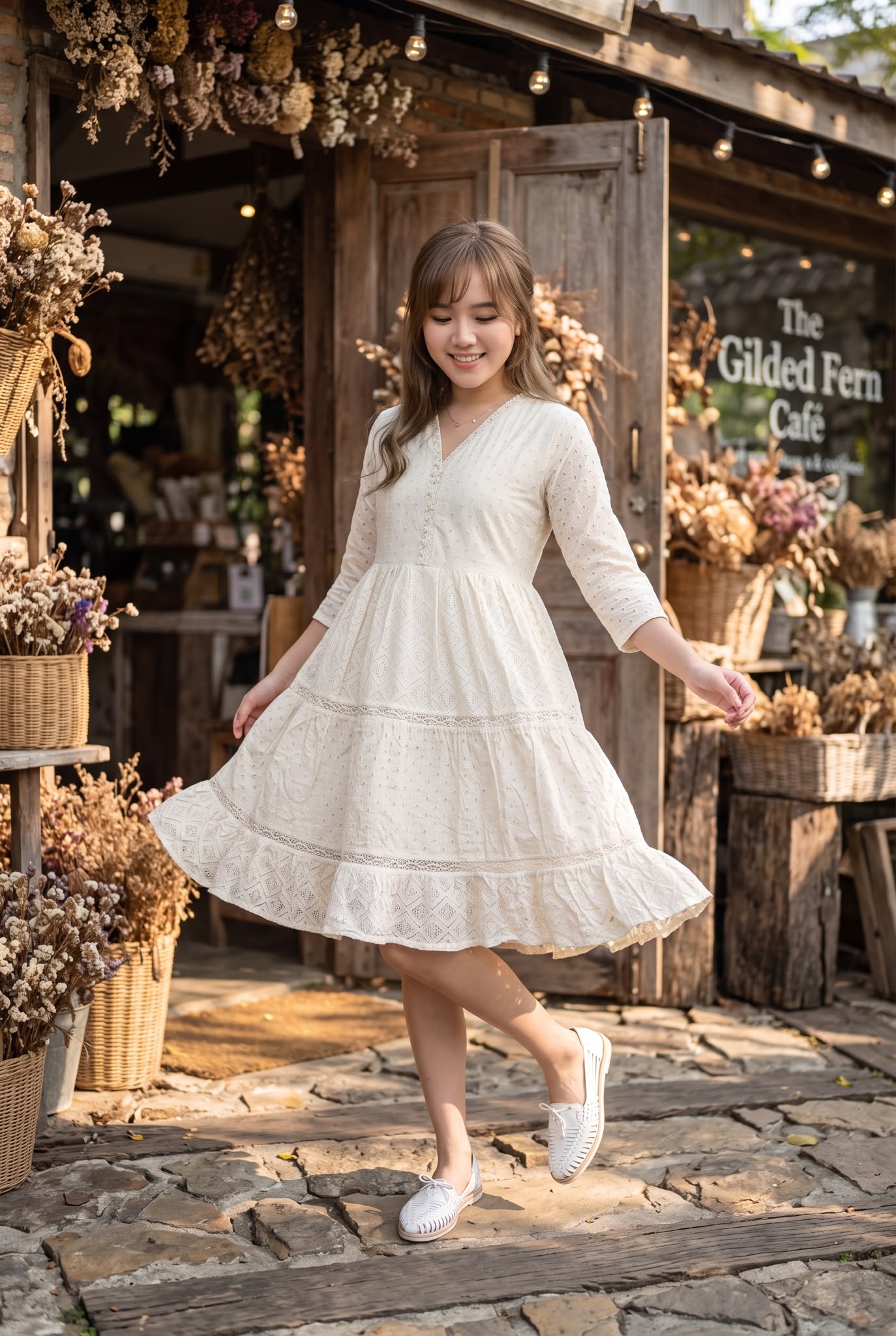 3075 White Feather 3 Layer Mix Lace Edge 39"