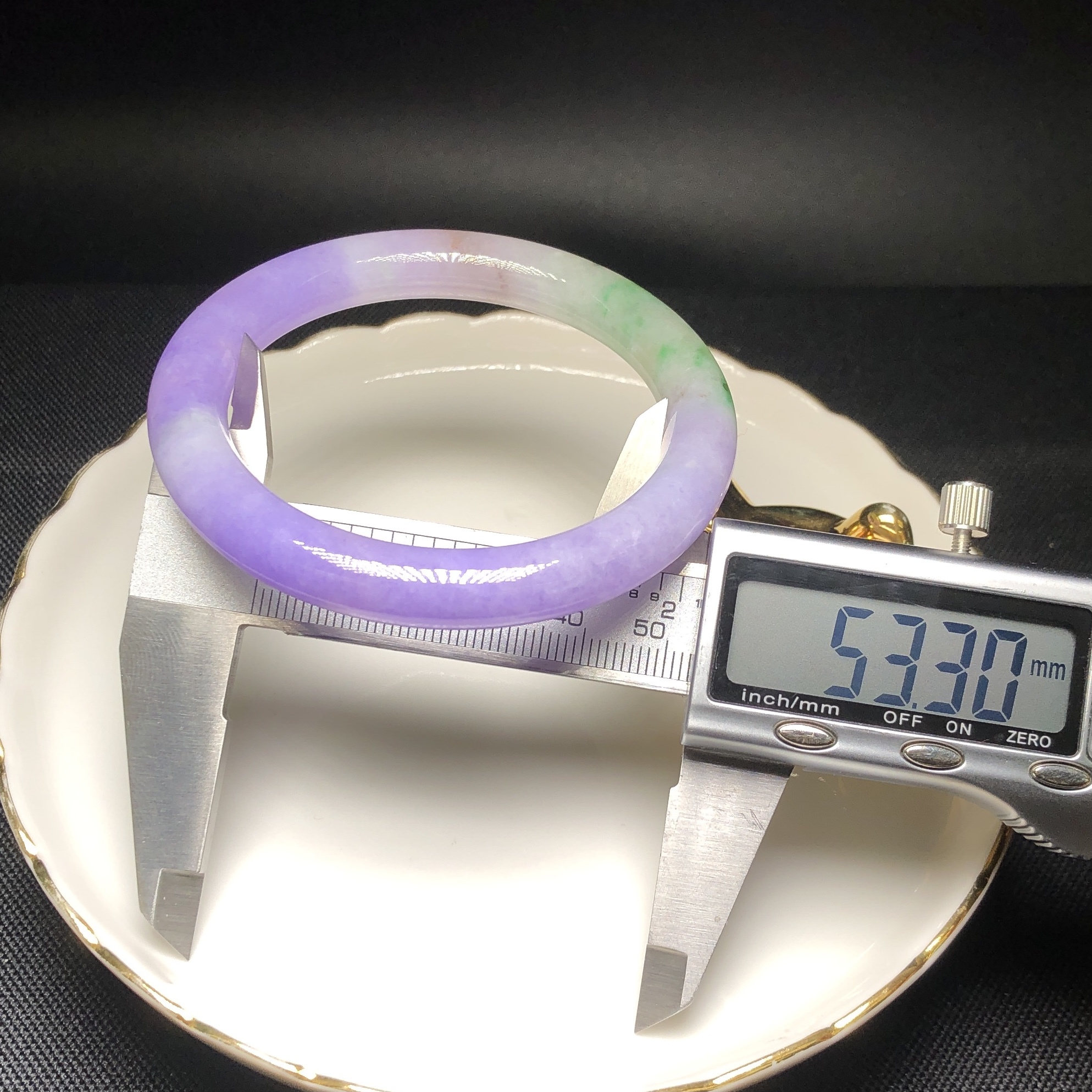 濃色正紫飄翠春彩圓鐲53.32