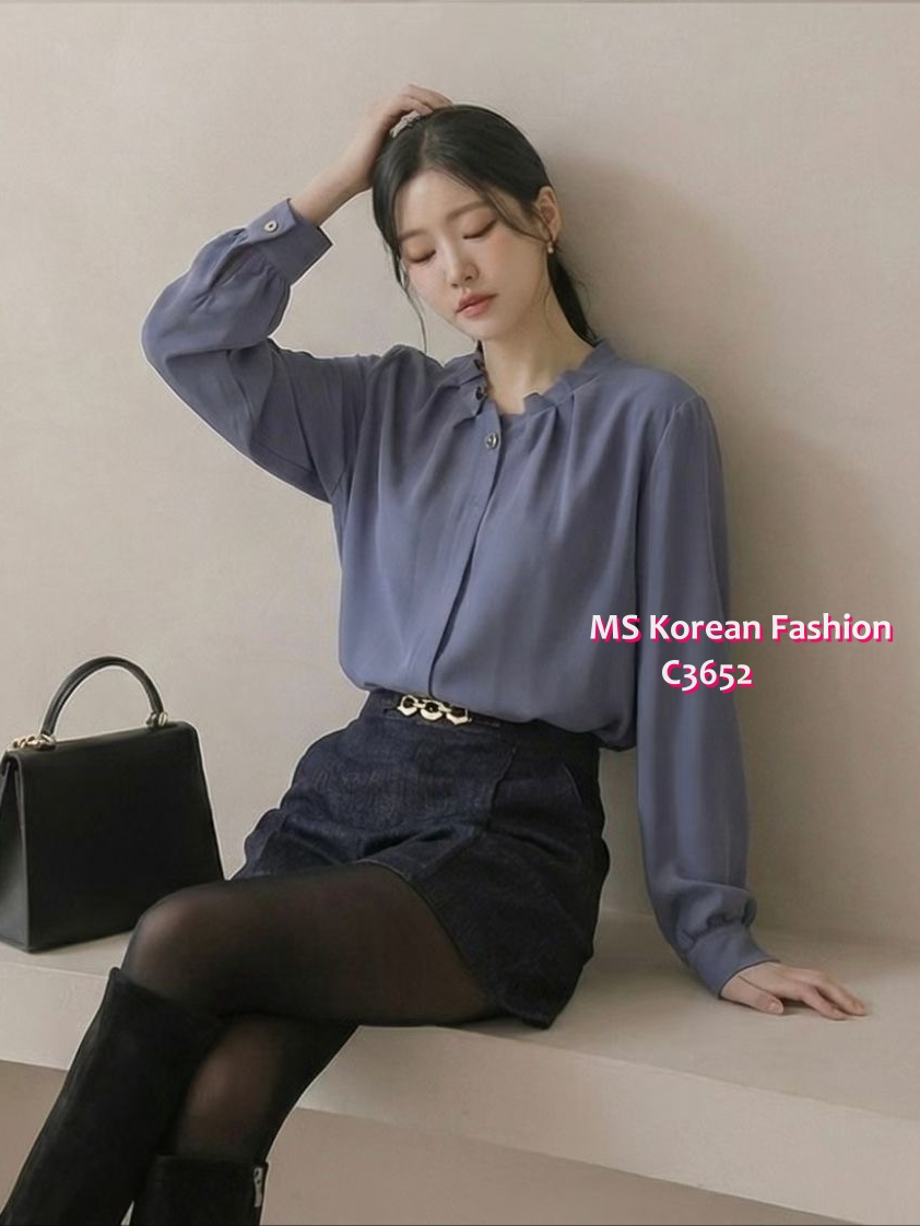 C3652 韓國🇰🇷靚料ruffle V領top