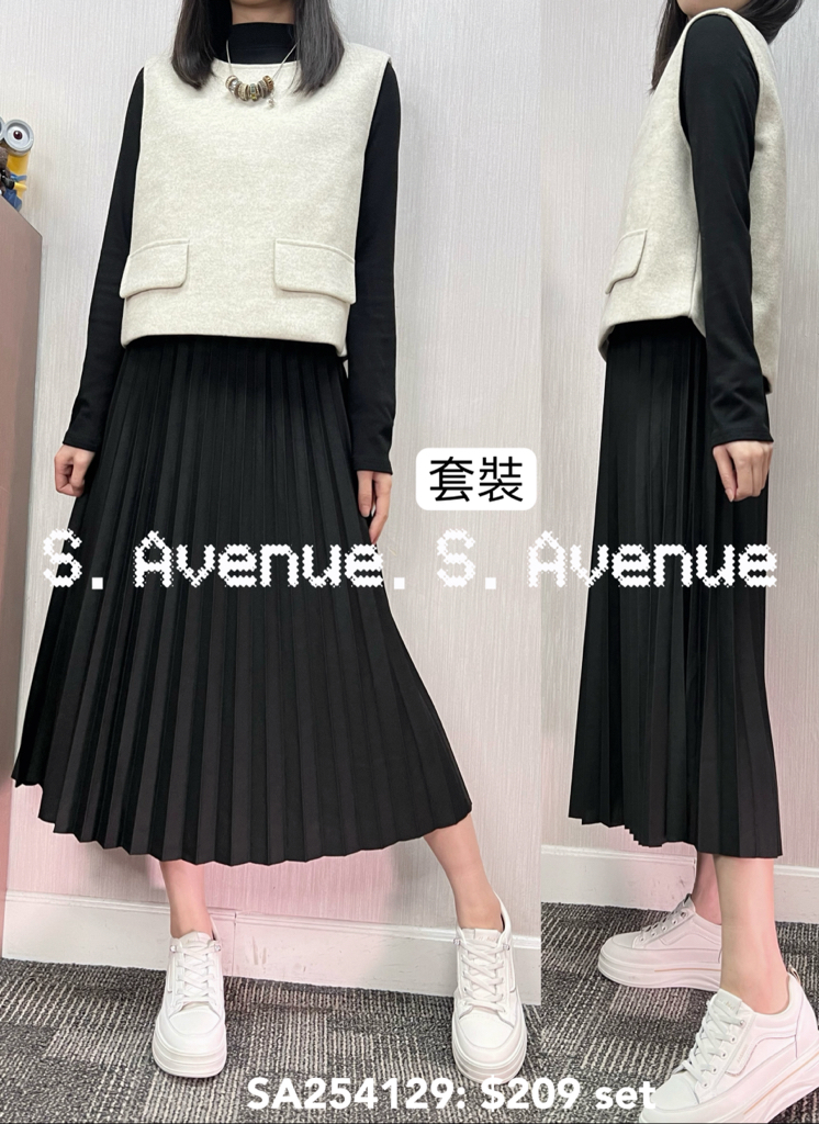 SA254129: 長袖淨色下百撍op配絨料假袋絨背心