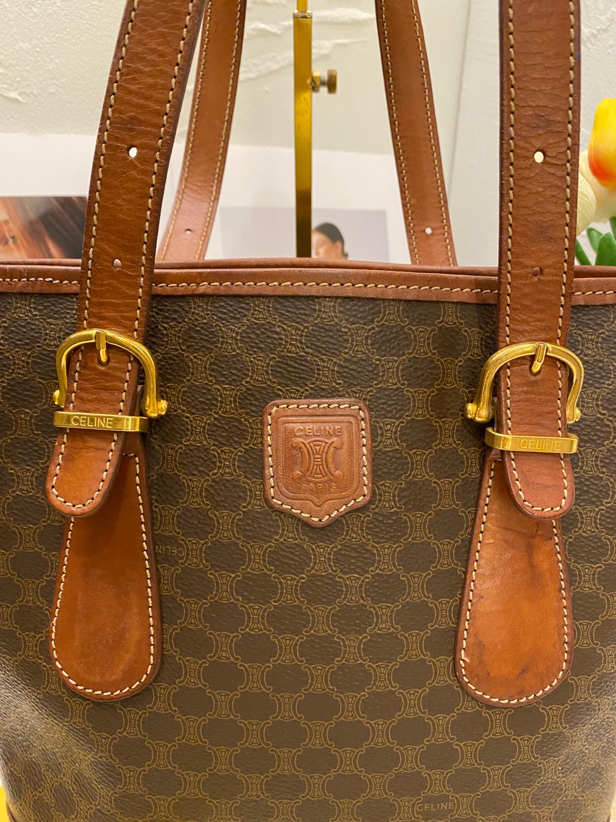 Celine Vintage Macadam Triomphe Bucket Bag