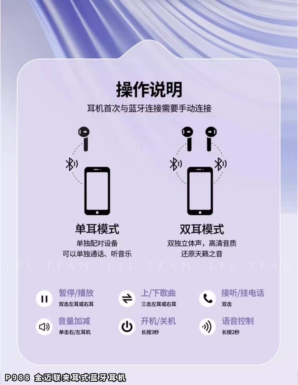 P988 金迈联夹耳式蓝牙耳机