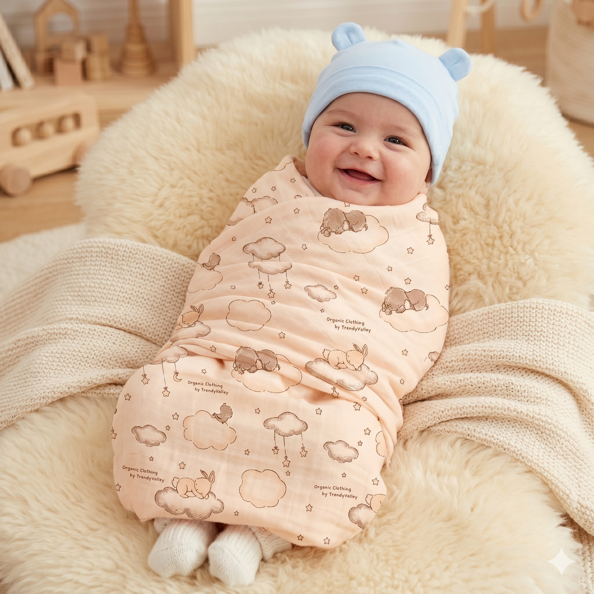 Trendyvalley 100% Organic Cotton Muslin Gauze 2 In 1 Swaddle And Blanket