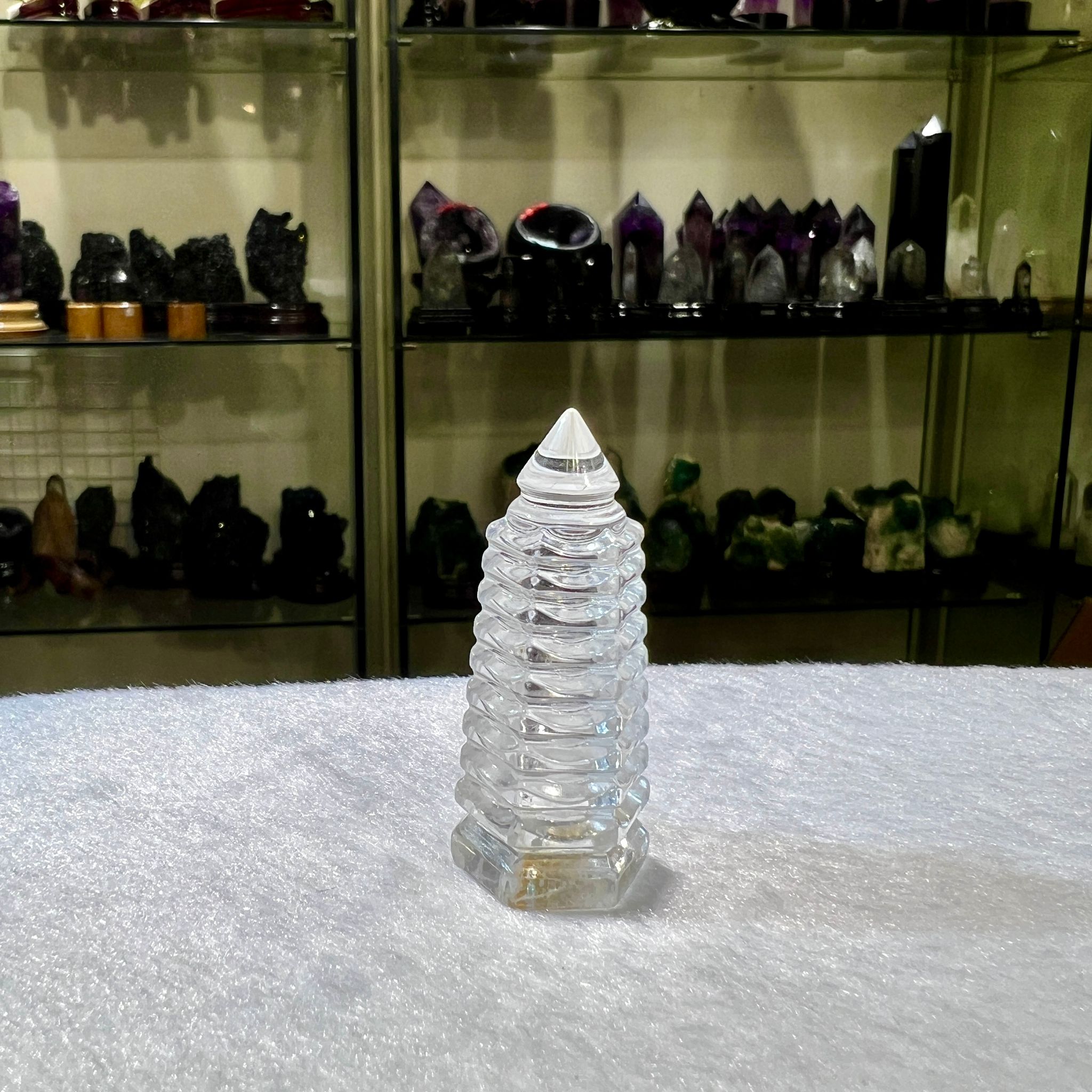 白水晶文昌塔(九層) #CA0059