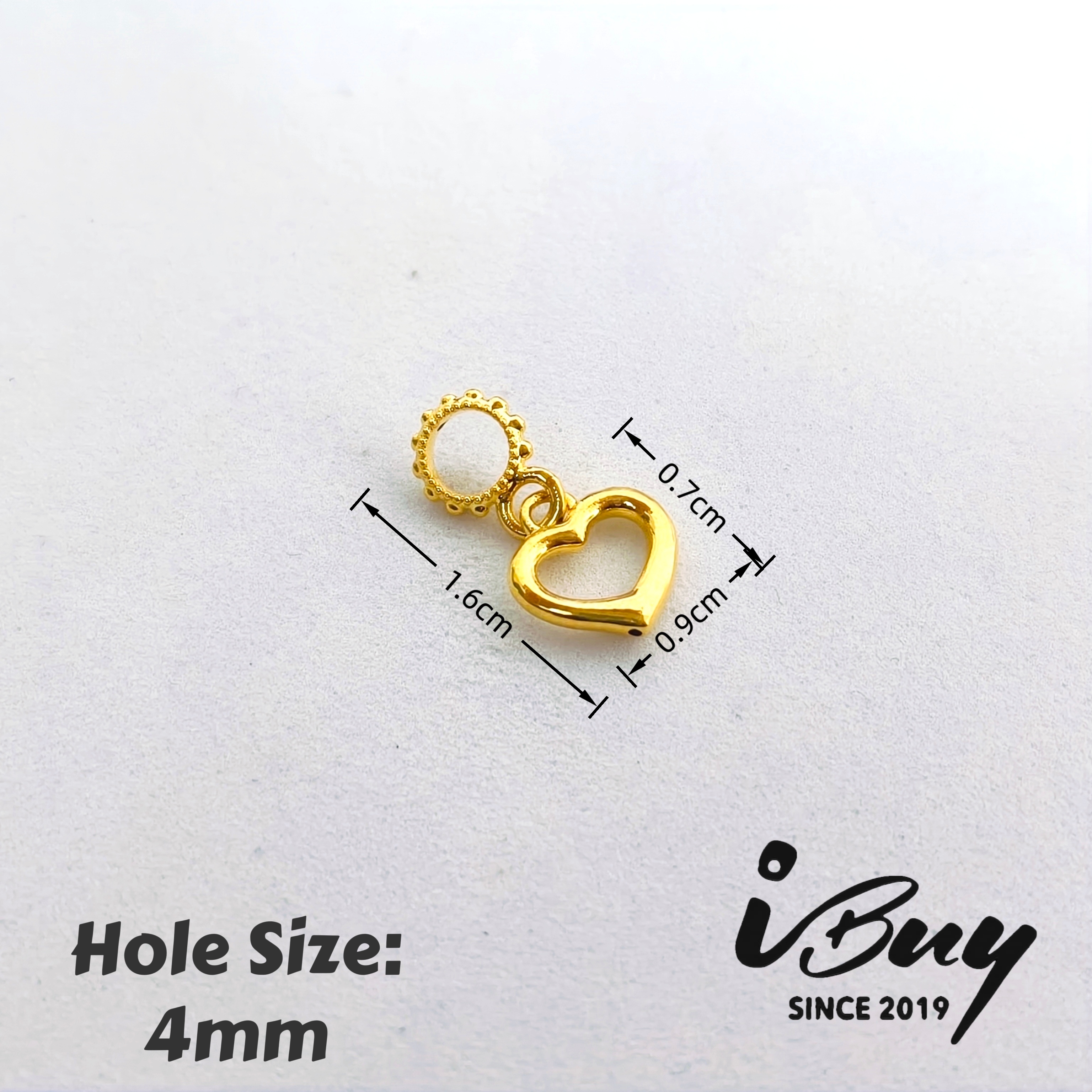 916 HARD GOLD LOVE FRAME CHARM 916 硬金 爱心框串咀