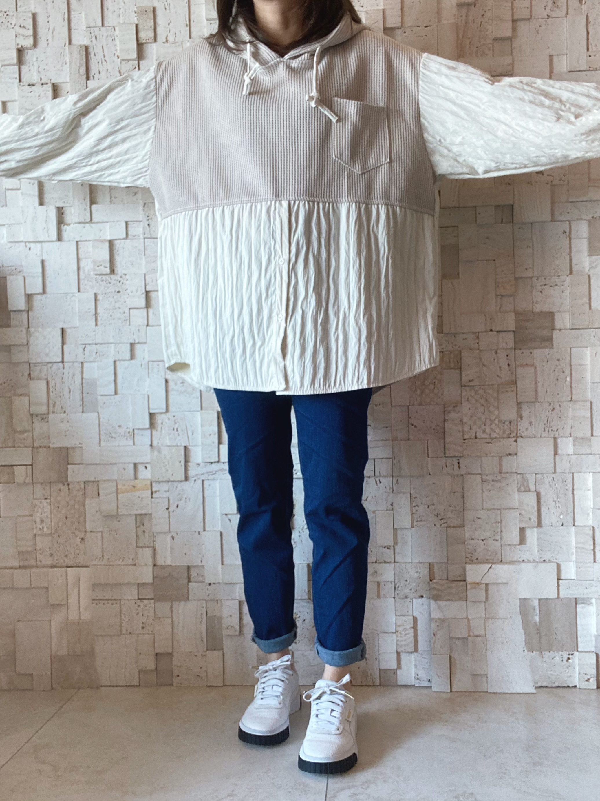 #2060 線棉拼皺布Top