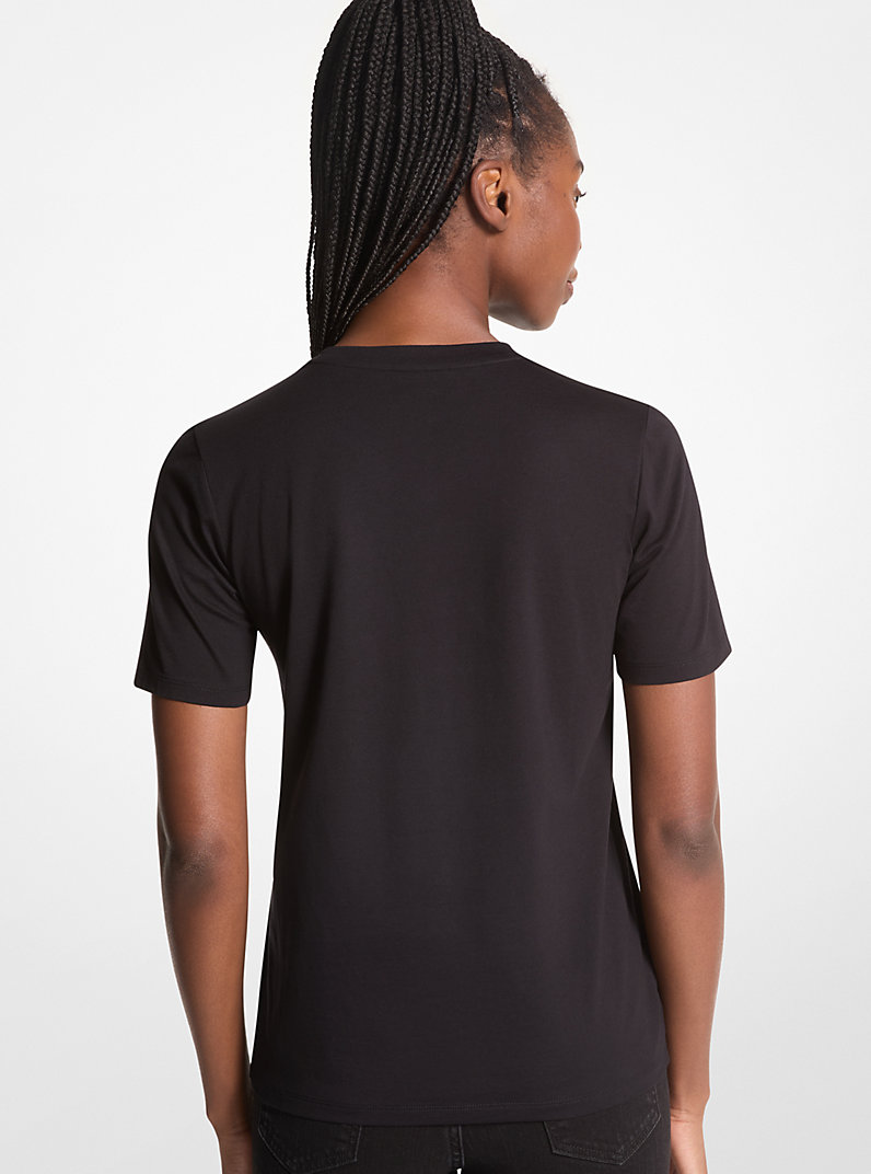 Michael Kors Studded Logo Charm Organic Cotton Jersey T-Shirt