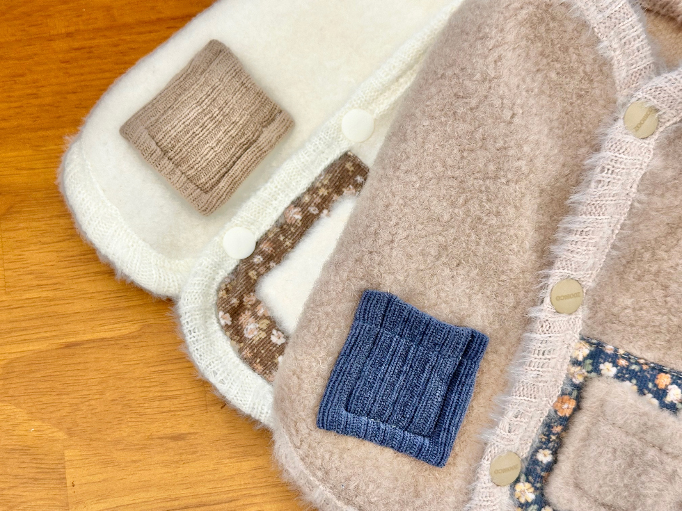 🇰🇷針織毛布配碎花布背心