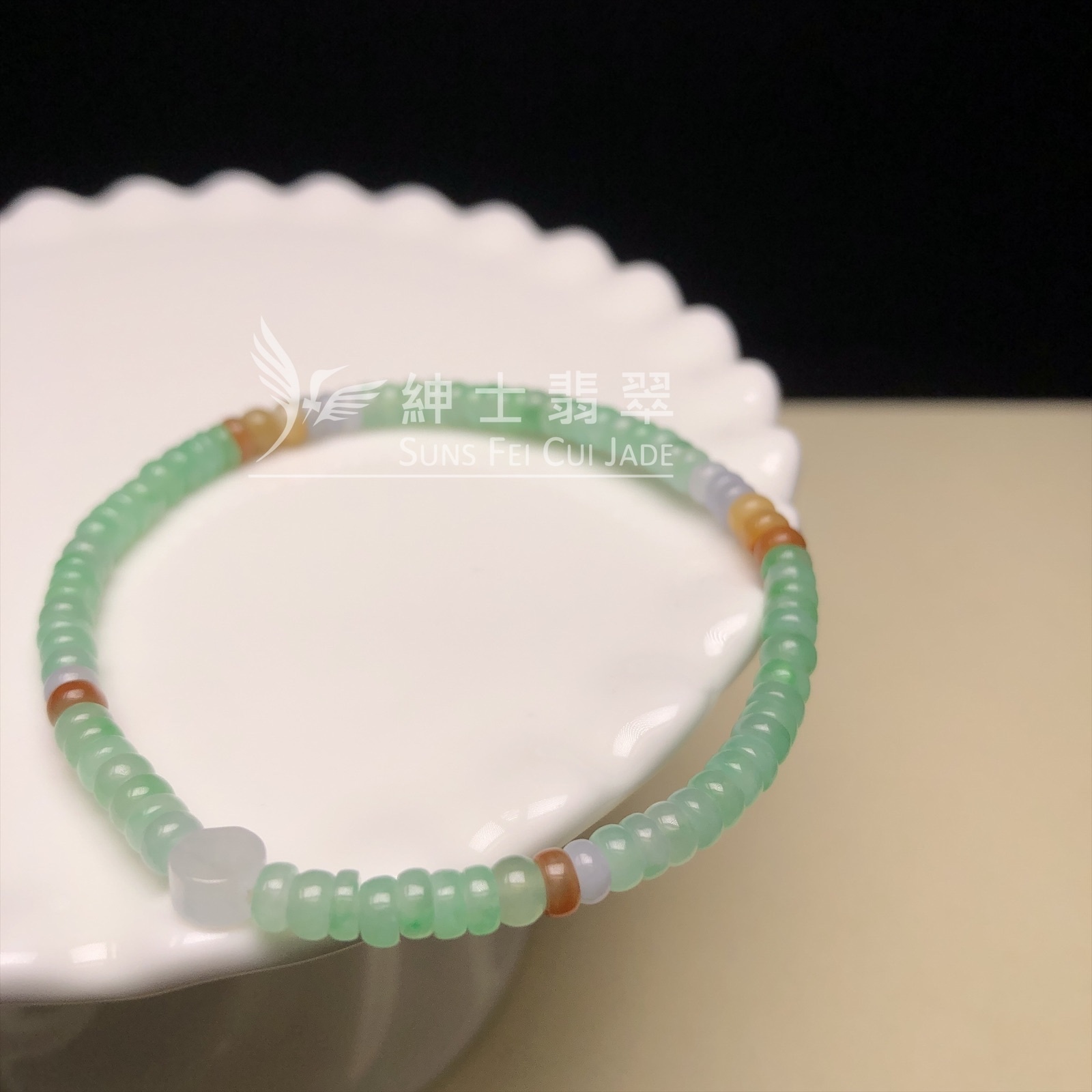 甜綠翡翠拼多寶手串 MC00054