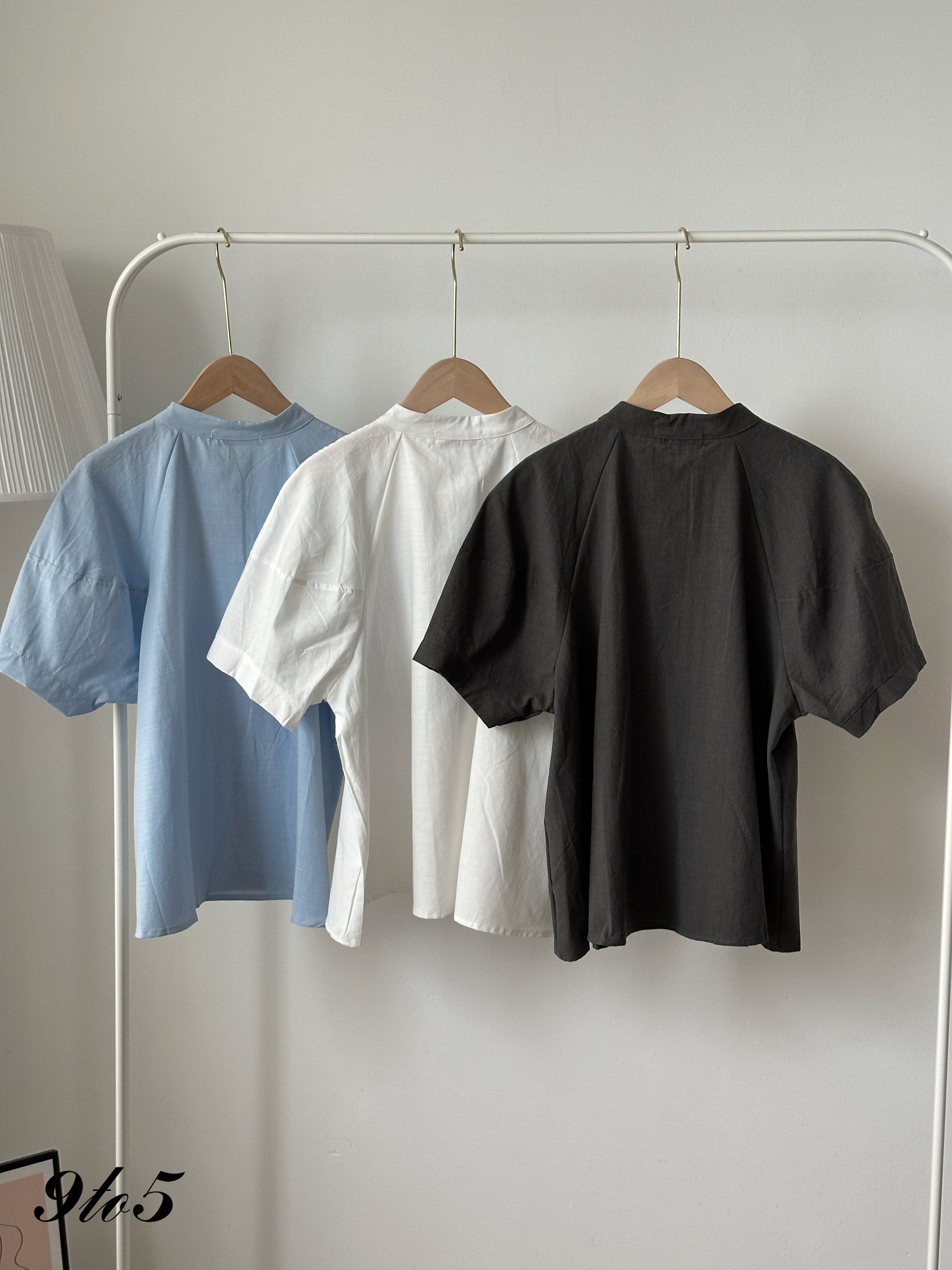 T4451 Muji Style Mock Neck Shirt - 3 Colors 