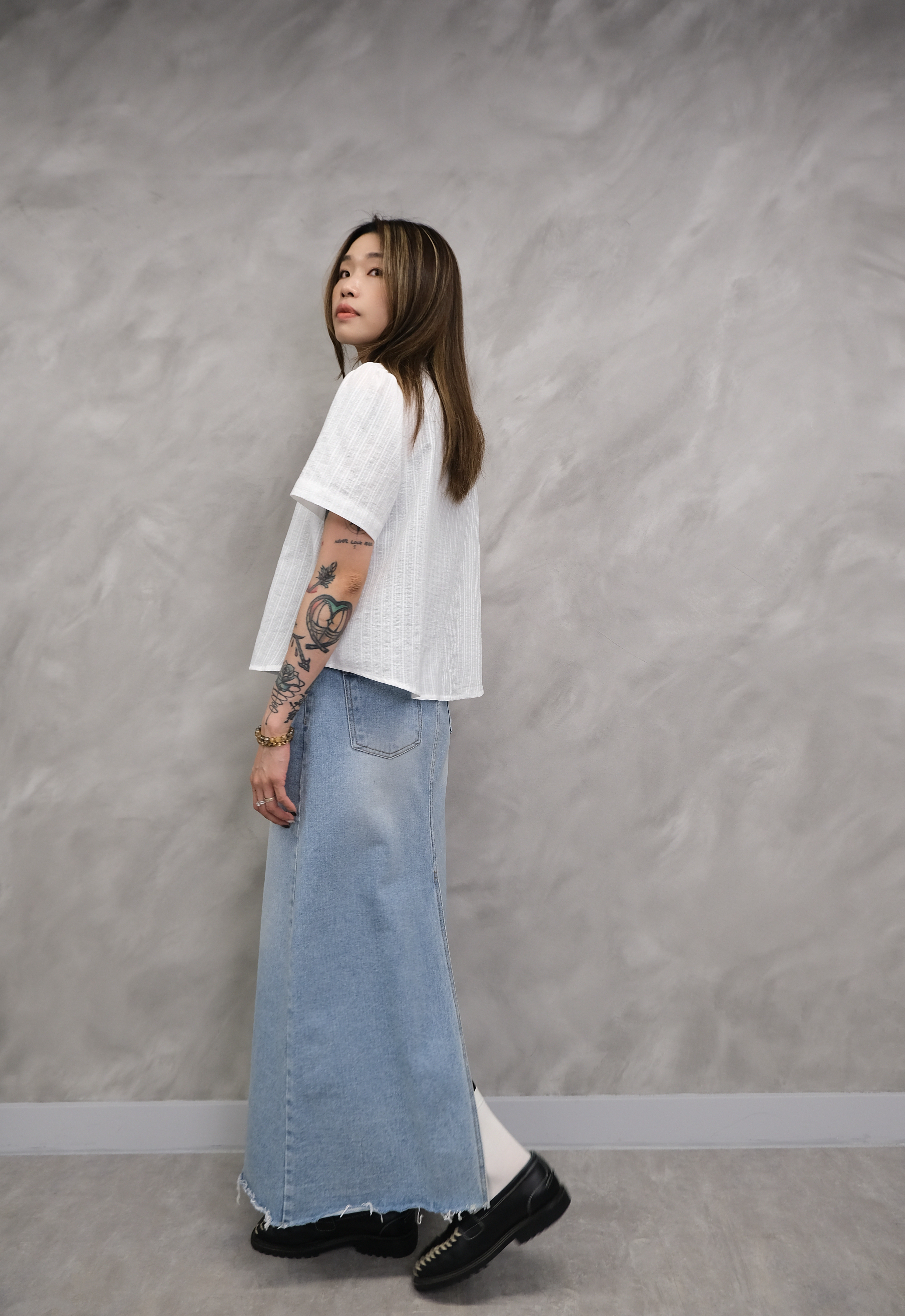 Basic denim skirt#sk01