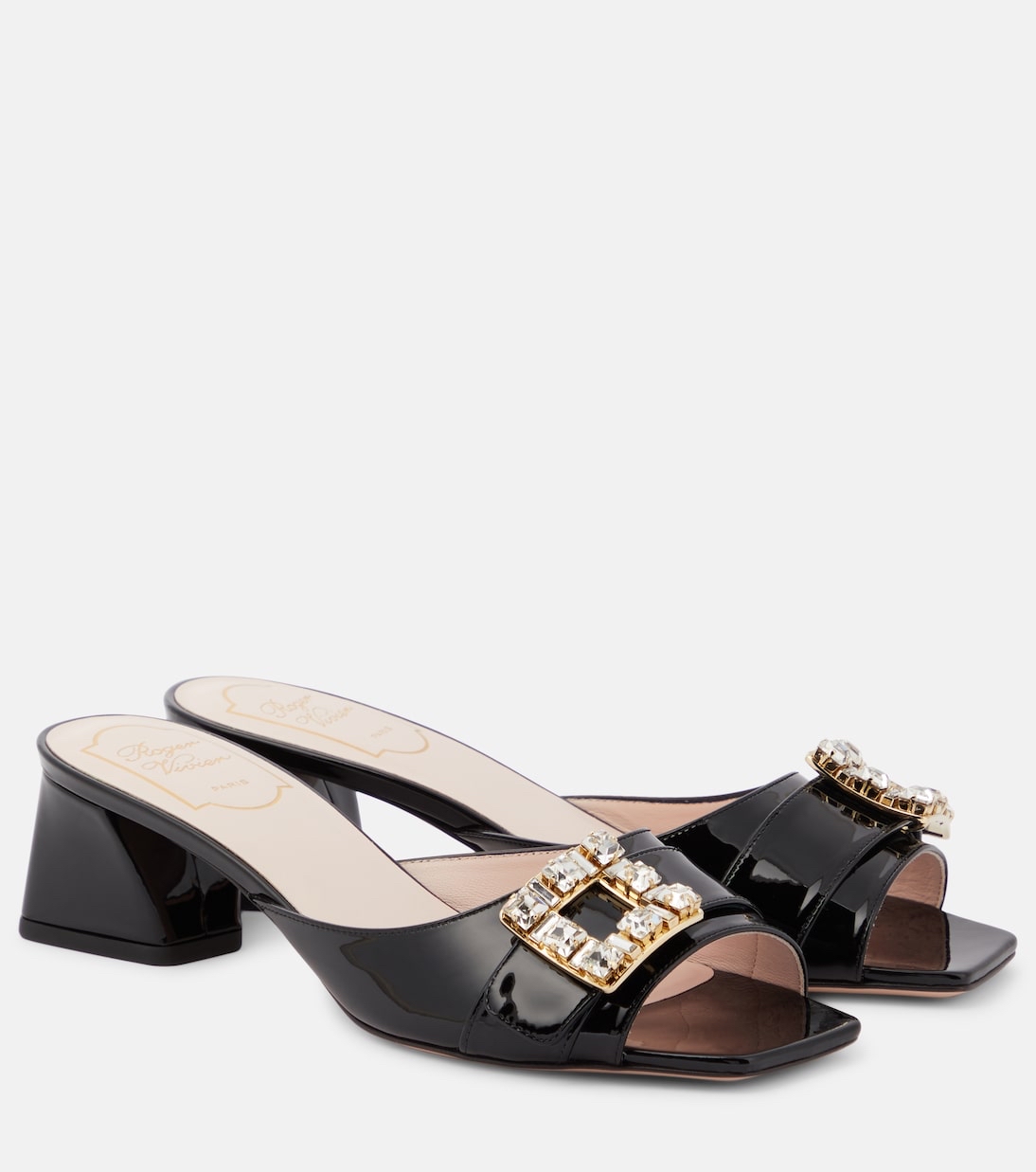 斷碼優惠✨訂貨🍒 RV 黑色漆皮鑽扣4.5cm sandal  Size 37/37.5/38 only