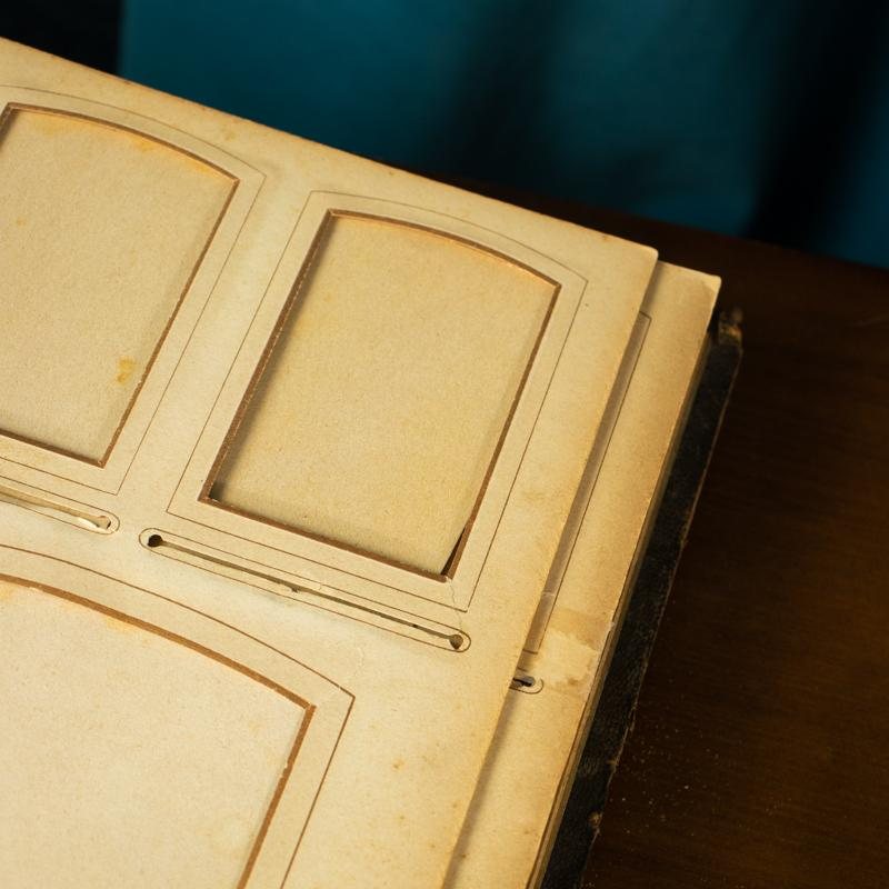 Rare Antique Signed 1904 Brown Leather Cover with Bird Embellishment Photo Album Book (MX014)