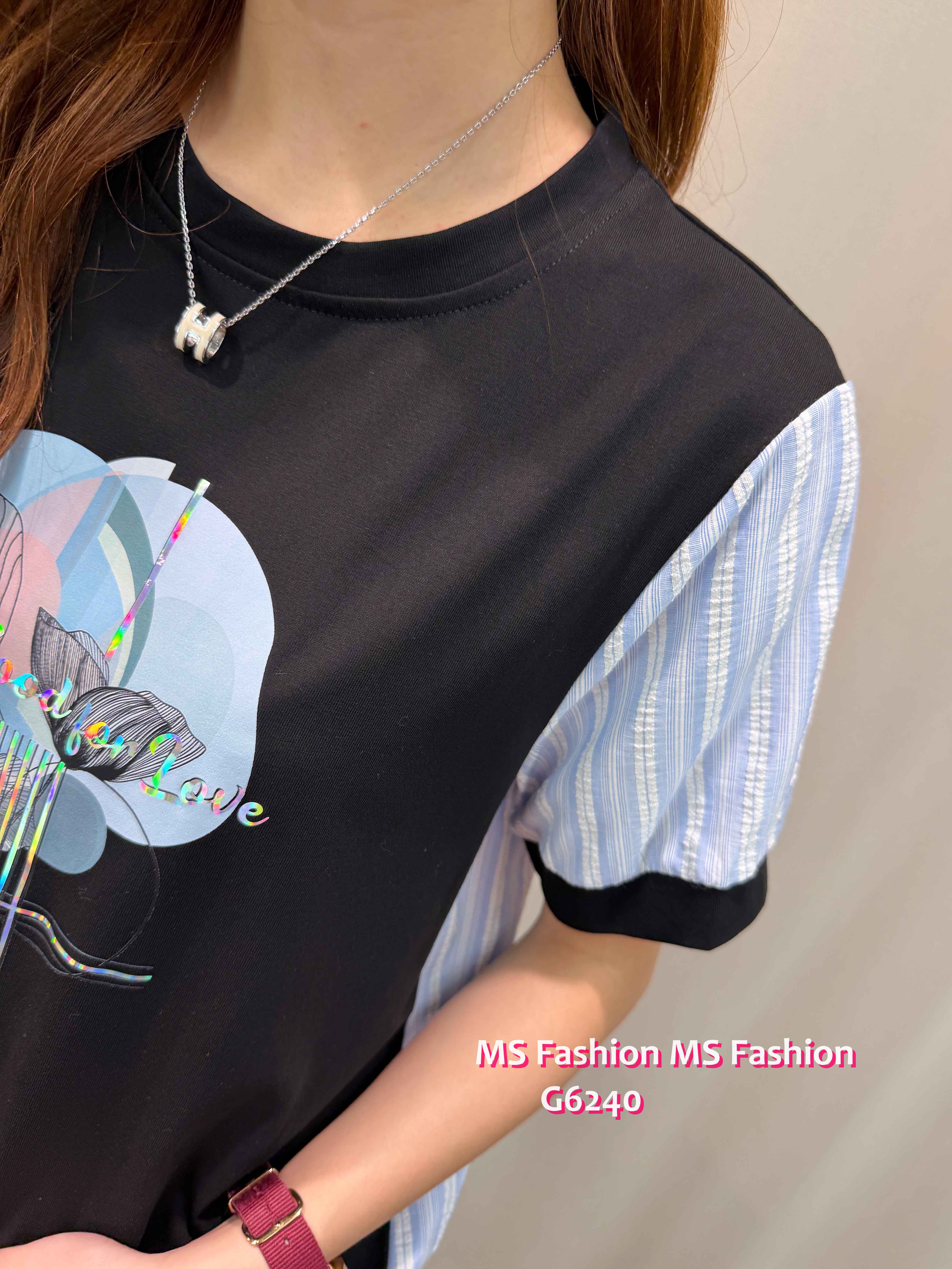 G6240 拼條子pattern top